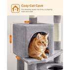 cat tree 61 inch cat tower for indoor cats plush multi level cat condo with 5 scratching posts 2 perches 2 caves hammock 2 pompoms