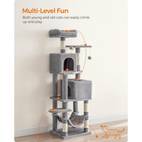 cat tree 61 inch cat tower for indoor cats plush multi level cat condo with 5 scratching posts 2 perches 2 caves hammock 2 pompoms