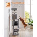 cat tree 61 inch cat tower for indoor cats plush multi level cat condo with 5 scratching posts 2 perches 2 caves hammock 2 pompoms