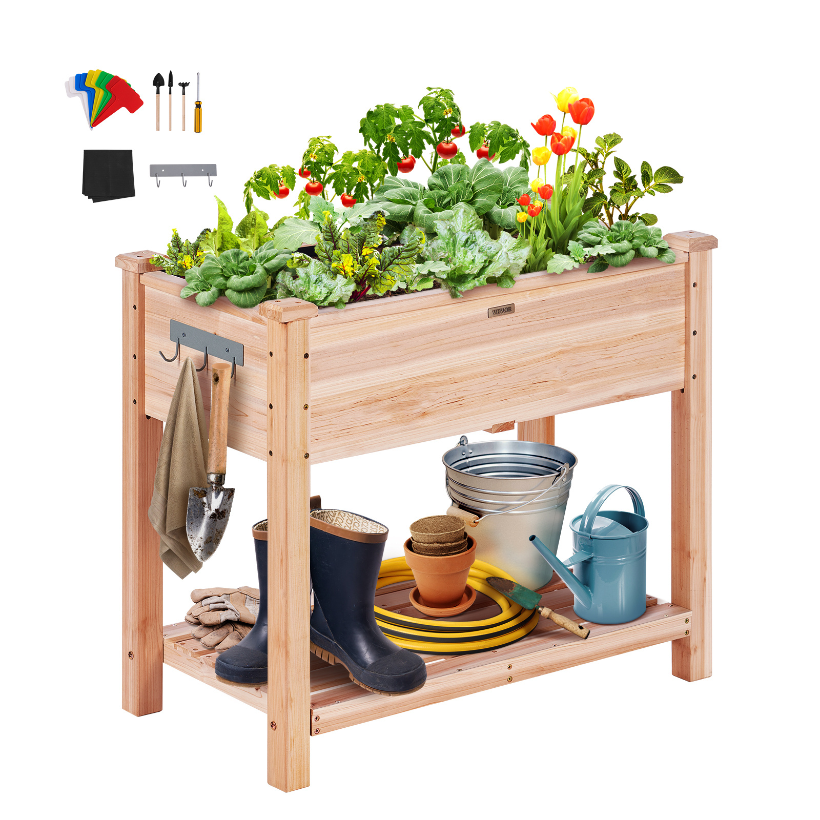 TEMU VEVOR Planche de Jardin surélevée en Bois 33,9x18,1x30" pour Fleurs, Légumes et Herbes