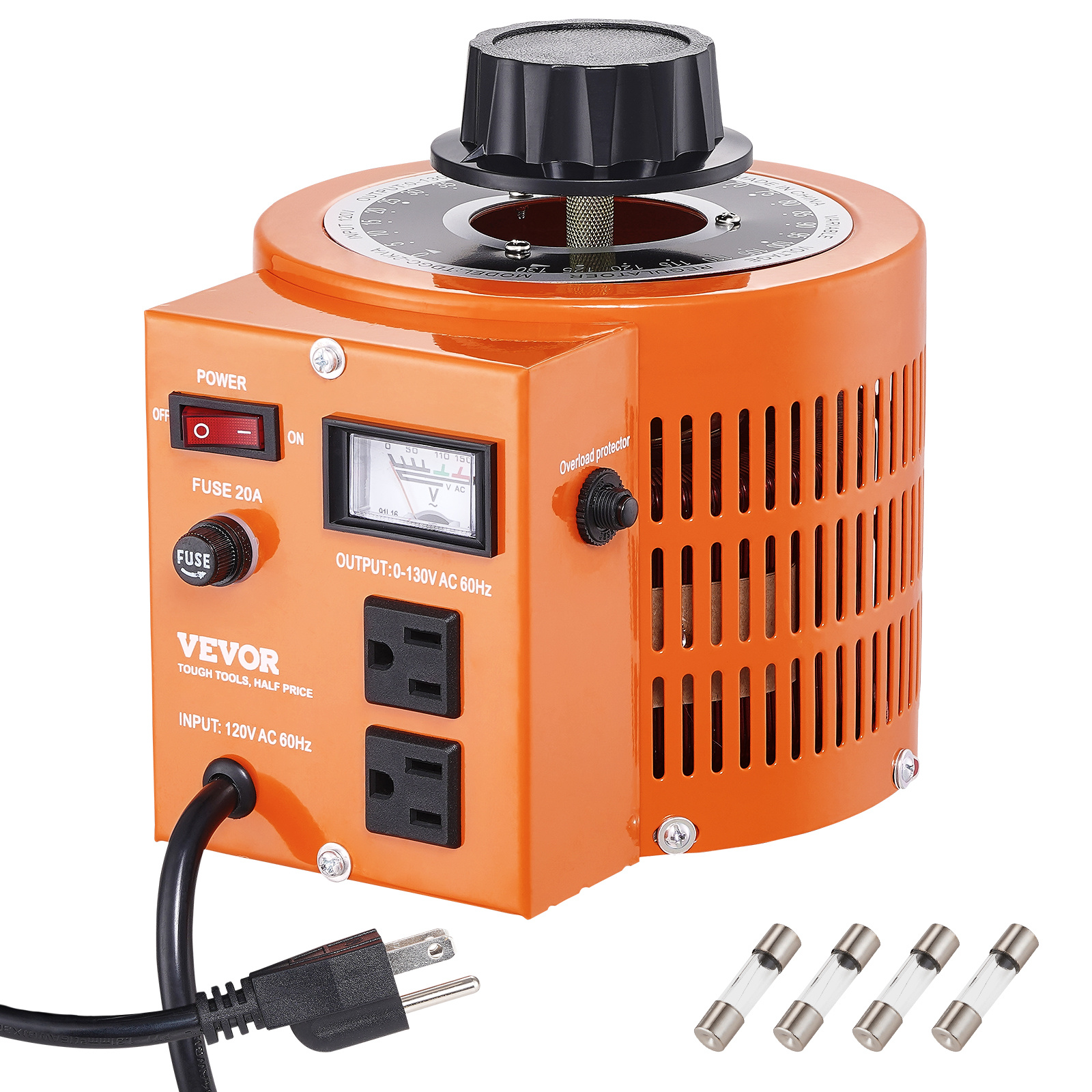 TEMU Vevor 500va / 2000va Auto Variable Voltage Transformer, 3.84 Amp / 15.3 Amp, 110v Input 0-130v Output Ac Voltage Regulator Power Supply, With