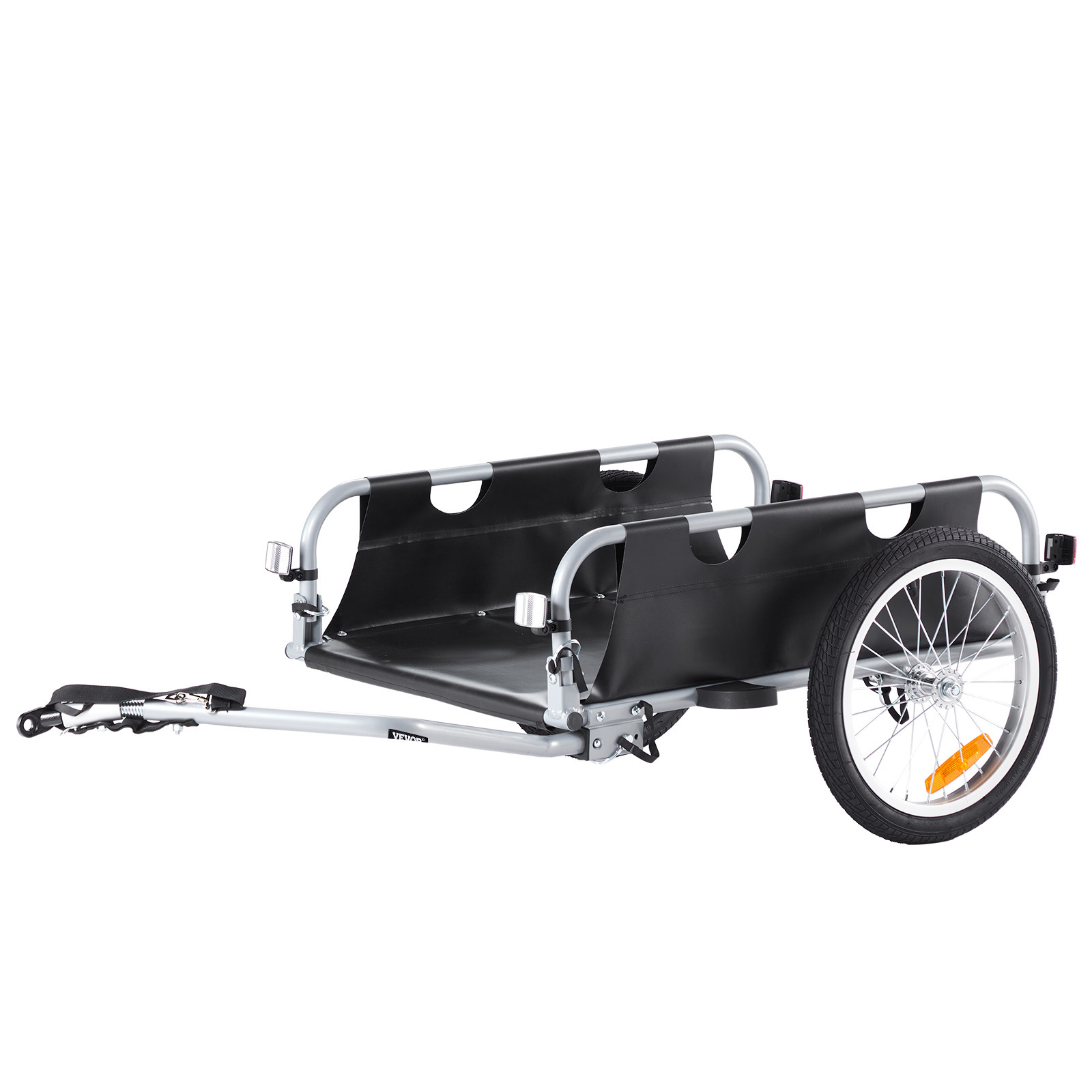   bike cargo trailer 100 lbs load capacity heavy duty bicycle wagon cart foldable compact storage quick release with universal hitch 16 wheels safe reflectors fits 22 28 bike wheels aluminum alloy alloy steel