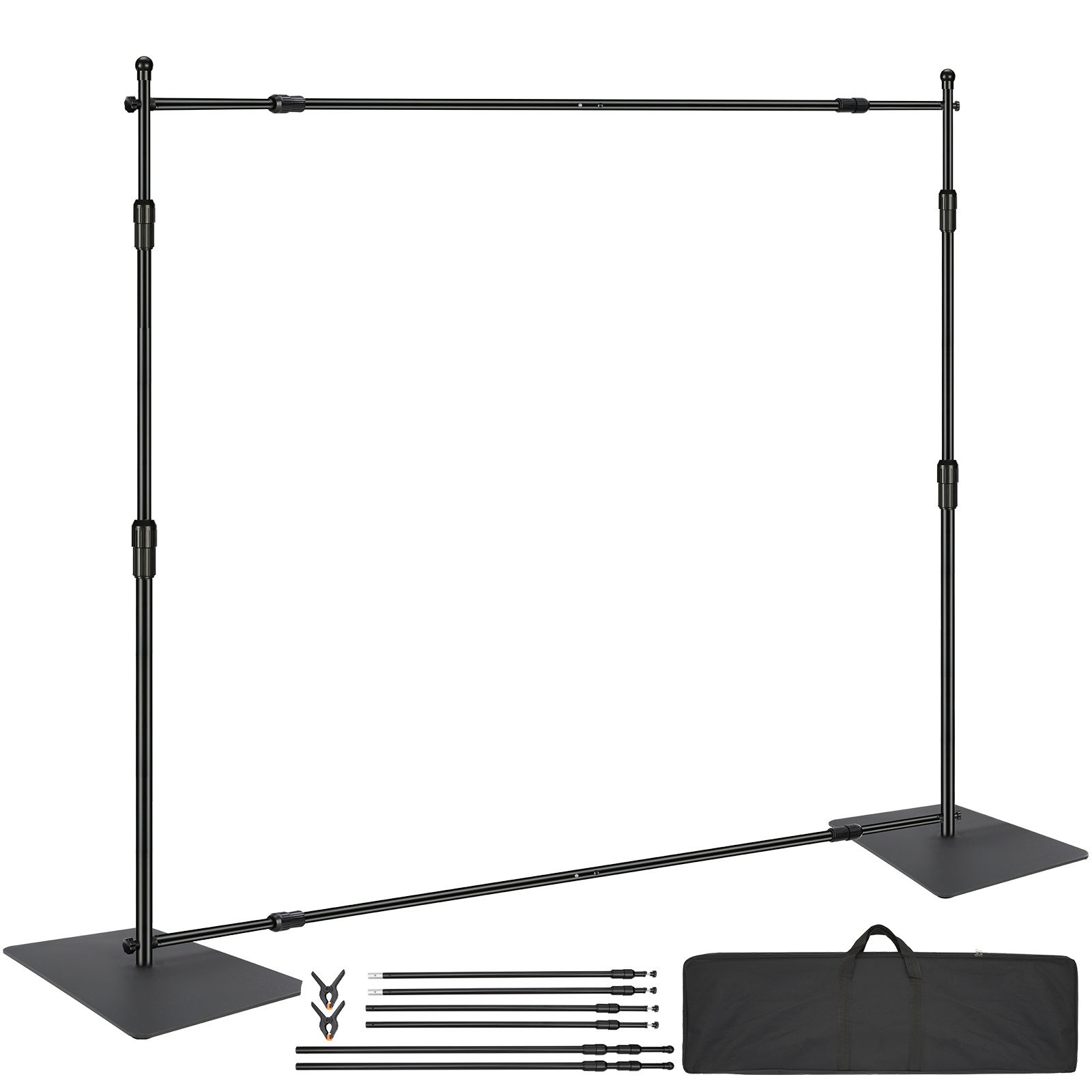 TEMU Kit de tuyau et de rideau VEVOR 10ft x 10ft, support de fond de robuste avec base en acier au carbone, support de fond réglable avec 6 pinces et