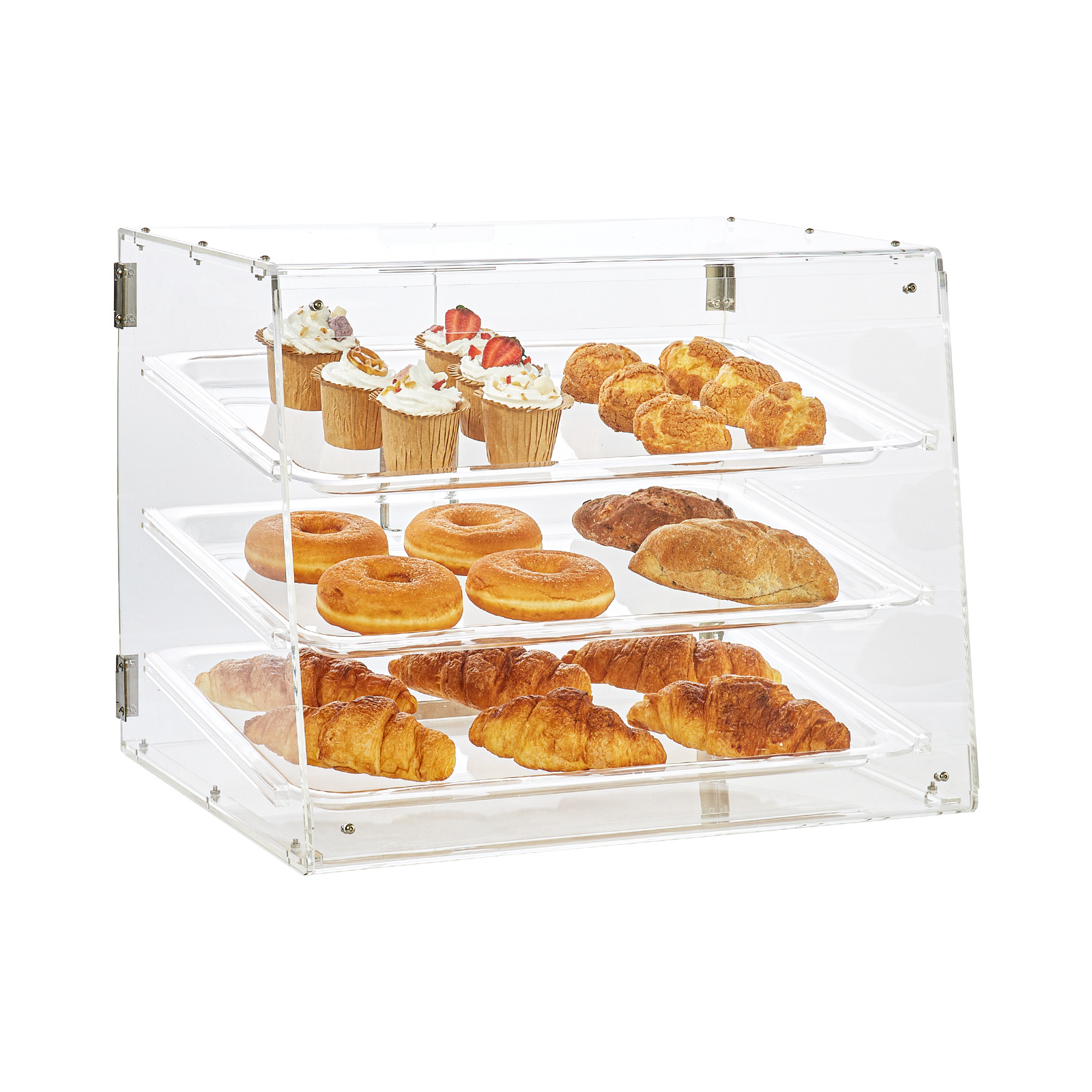 TEMU Vitrine à Pâtisserie VEVOR, Présentoir de Commerçiale à 3 Niveaux, Boîte d' en Acrylique avec Porte Arrière et Étagères Amovibles, Conservez la