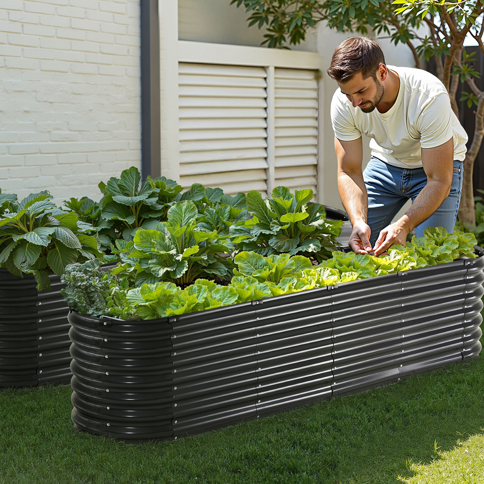   metal raised garden bed 2 2 1 4 2 2 8 2 2 6 3 2ft to outdoor galvanized planter box silver dark gray wood grain