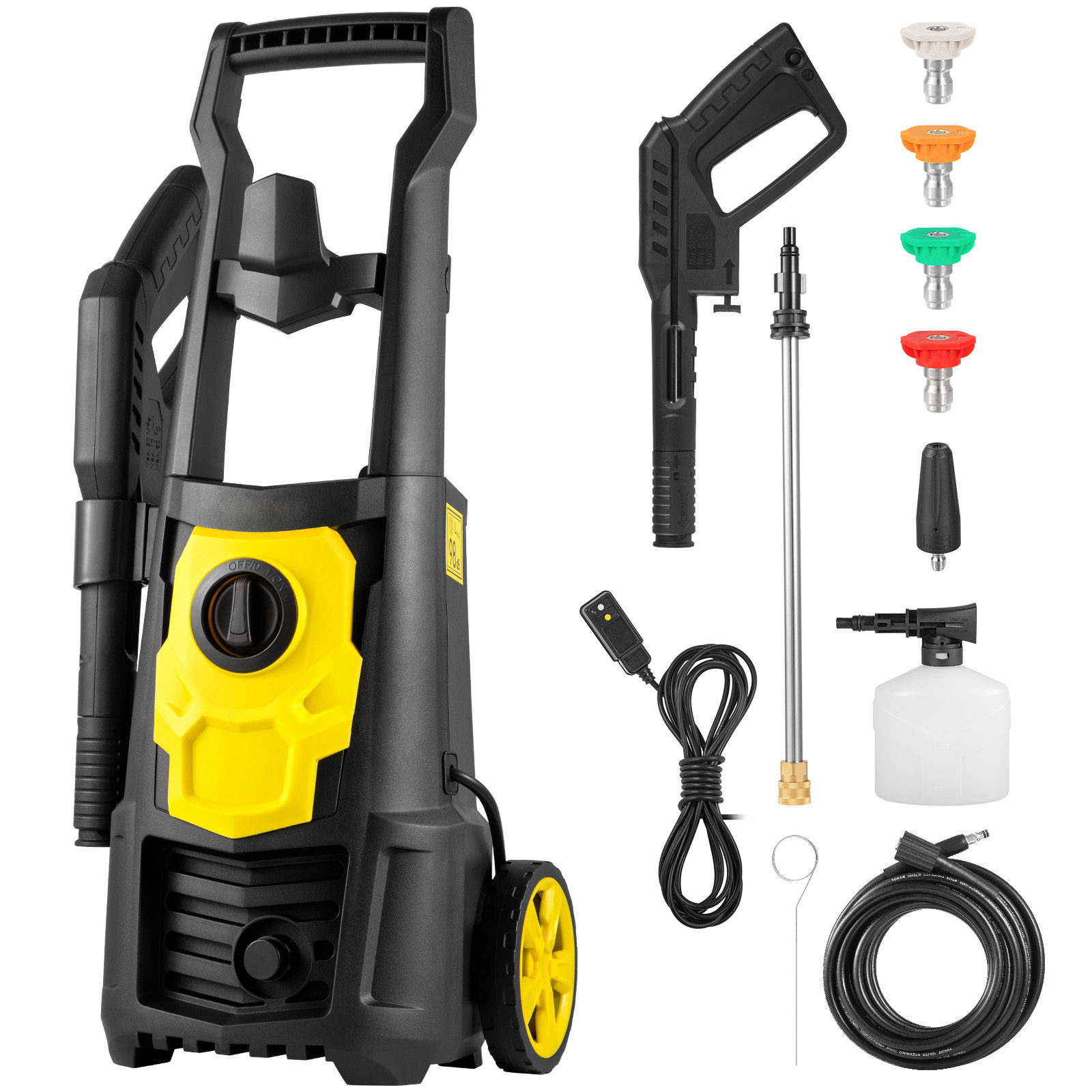 TEMU Vevor Electric Pressure Washer, 2000 Psi, Max. 1.76 Gpm Power Washer W/ 30 Ft Hose, 5 Quick Connect Nozzles, Foam Cannon, Portable To Clean