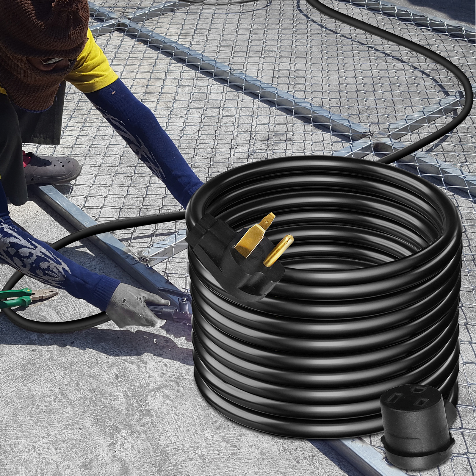 TEMU VEVOR Câble d'Extension de Soudure 40A 50ft 250V, Câble de Soudure avec Prise 6-50 8 Gauges 3 Broches pour MIG, , Plasma, , TIG
