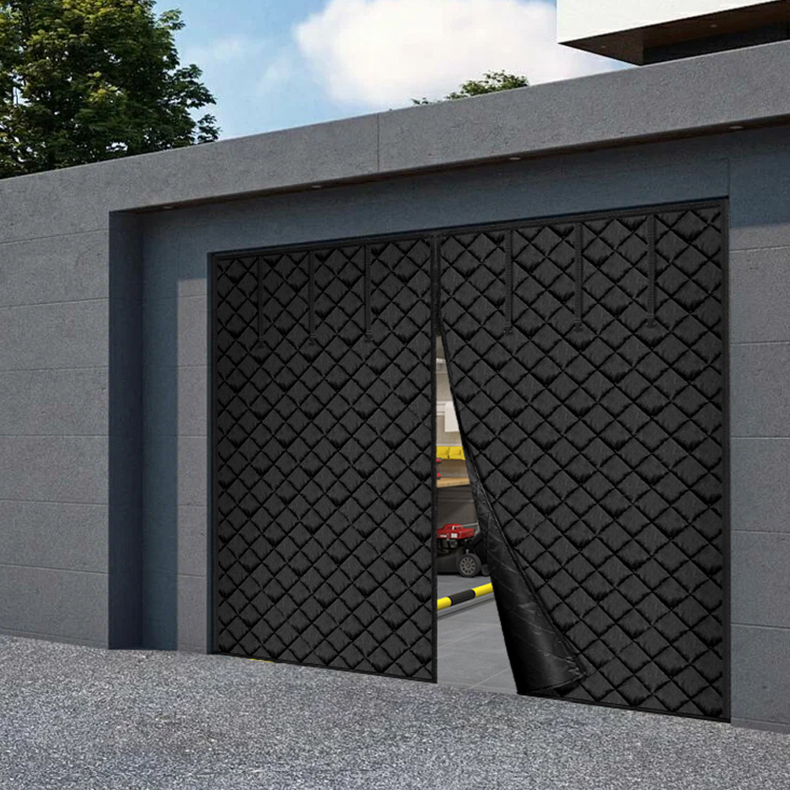 TEMU Porte moustiquaire de garage VEVOR pour l'hiver, kit d'isolation pour porte de garage 10x8FT, rideaux de couverture magnétiques et thermiques