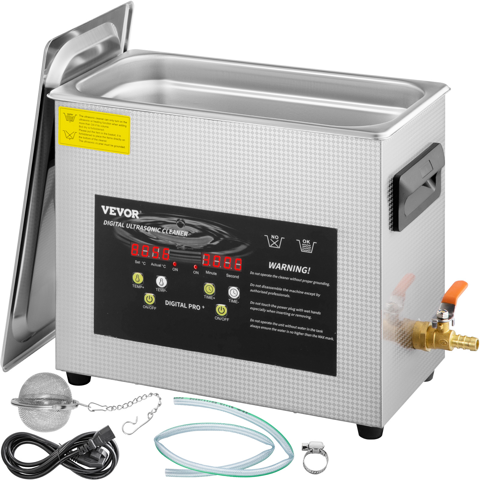 TEMU VEVOR 3L/6L/15L Nettoyeur ultrasonique amélioré (200W chauffage, 120W ultrasonique) / (400W chauffage, 180W ultrasonique) / (600W chauffage,