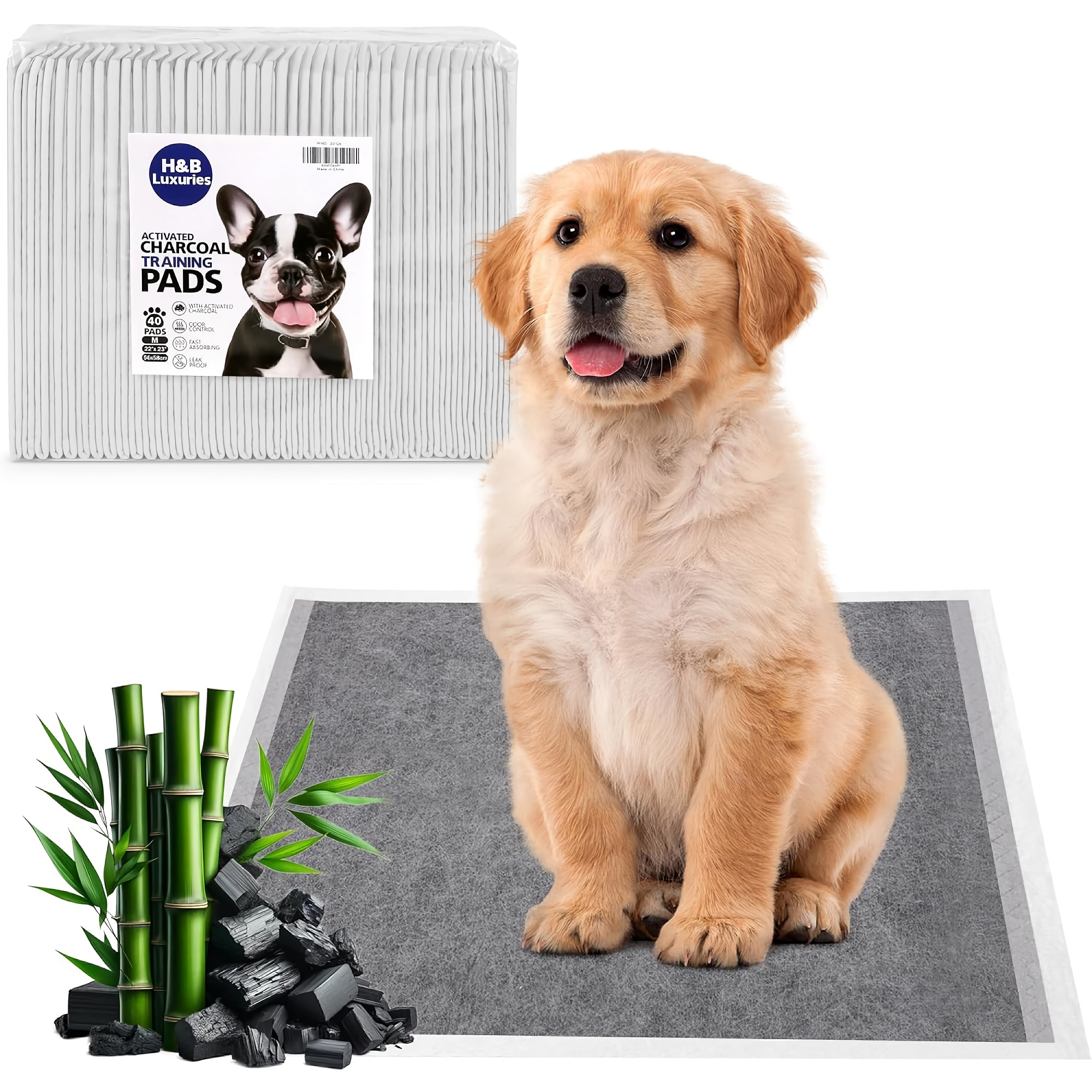 TEMU Msw Furniture Disposable Dog Training Pads, 56 X 58cm Activated Charcoal Puppy Pee Pads With 6-layer Design, Super Absorbent & Odor Eliminating