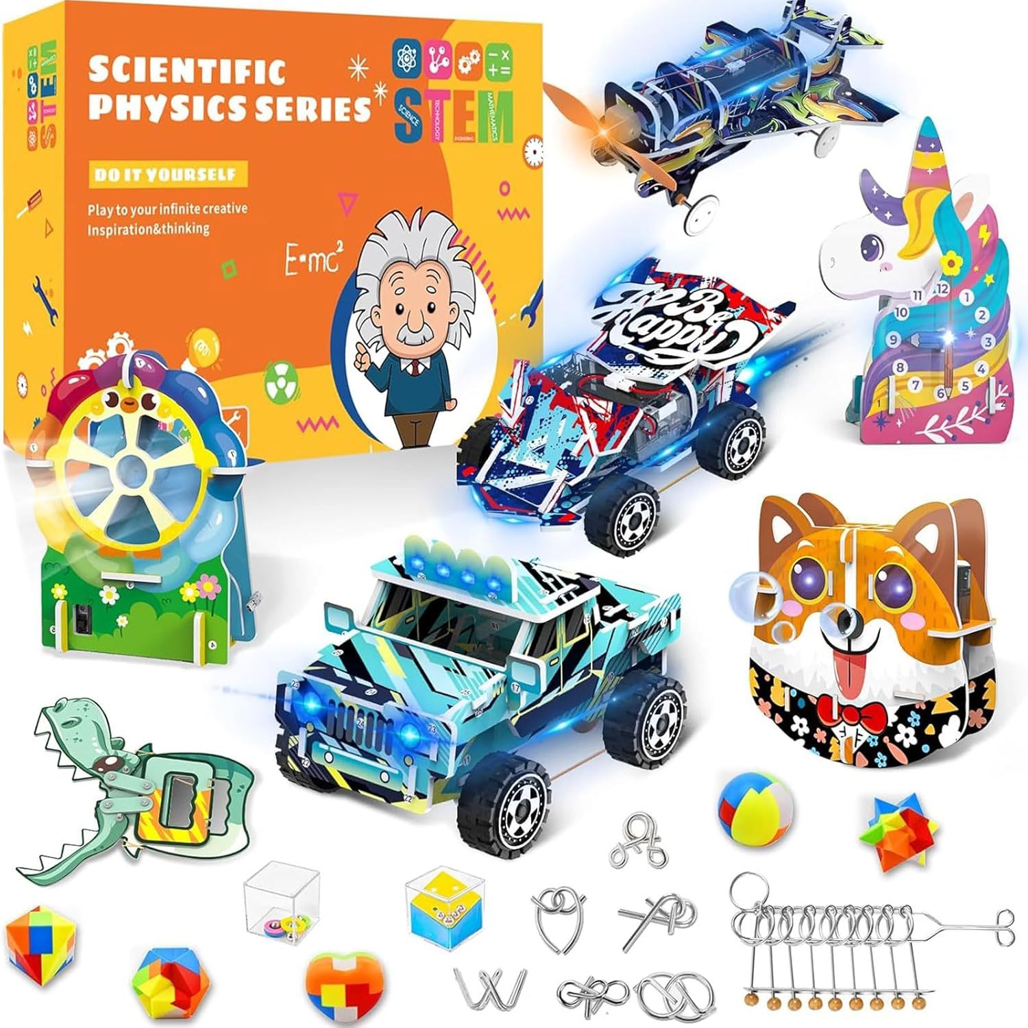 TEMU Advent Calendar Set For Kids Ages 8-12, 10pcs Stem Project Toys With 12pcs Christmas Countdown Puzzles, 3d Puzzles, Wooden Science Toys