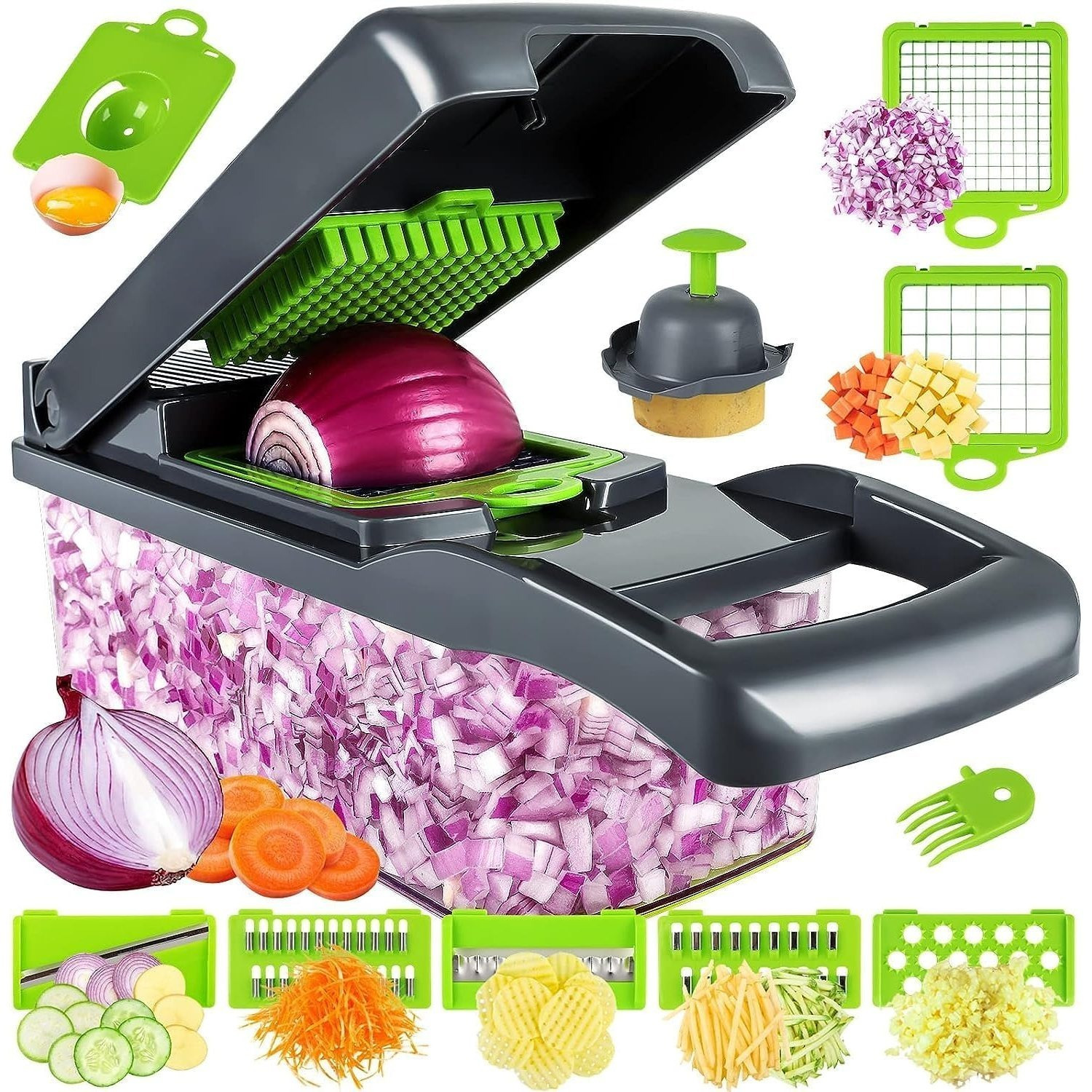 TEMU Vegetable Chopper, Professional Onion Chopper, Multifunctional Food Chopper, Kitchen Vegetable Slicer, Vegetable Chopper, Carrot And Garlic