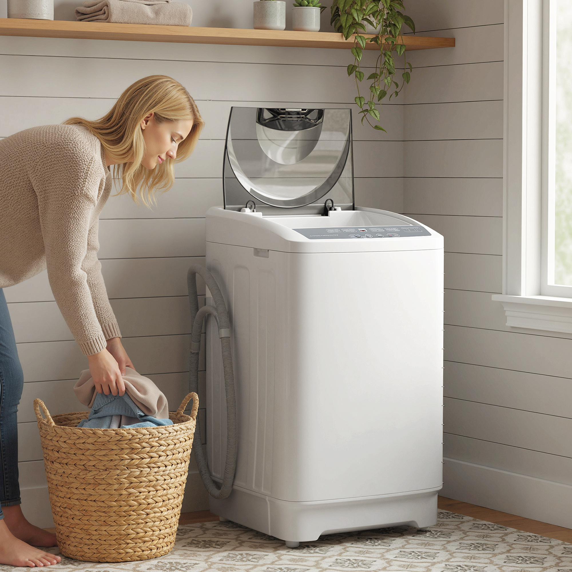   1 3 cu ft portable washing machine 9 9 lb full automatic compact washer with 8 programs 6 water levels led display child lock drain pump for apartments rvs white
