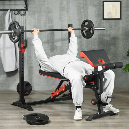 fully adjustable weight bench with squat rack pad leg developer multi gym bench with incline bench press rack for full body workout