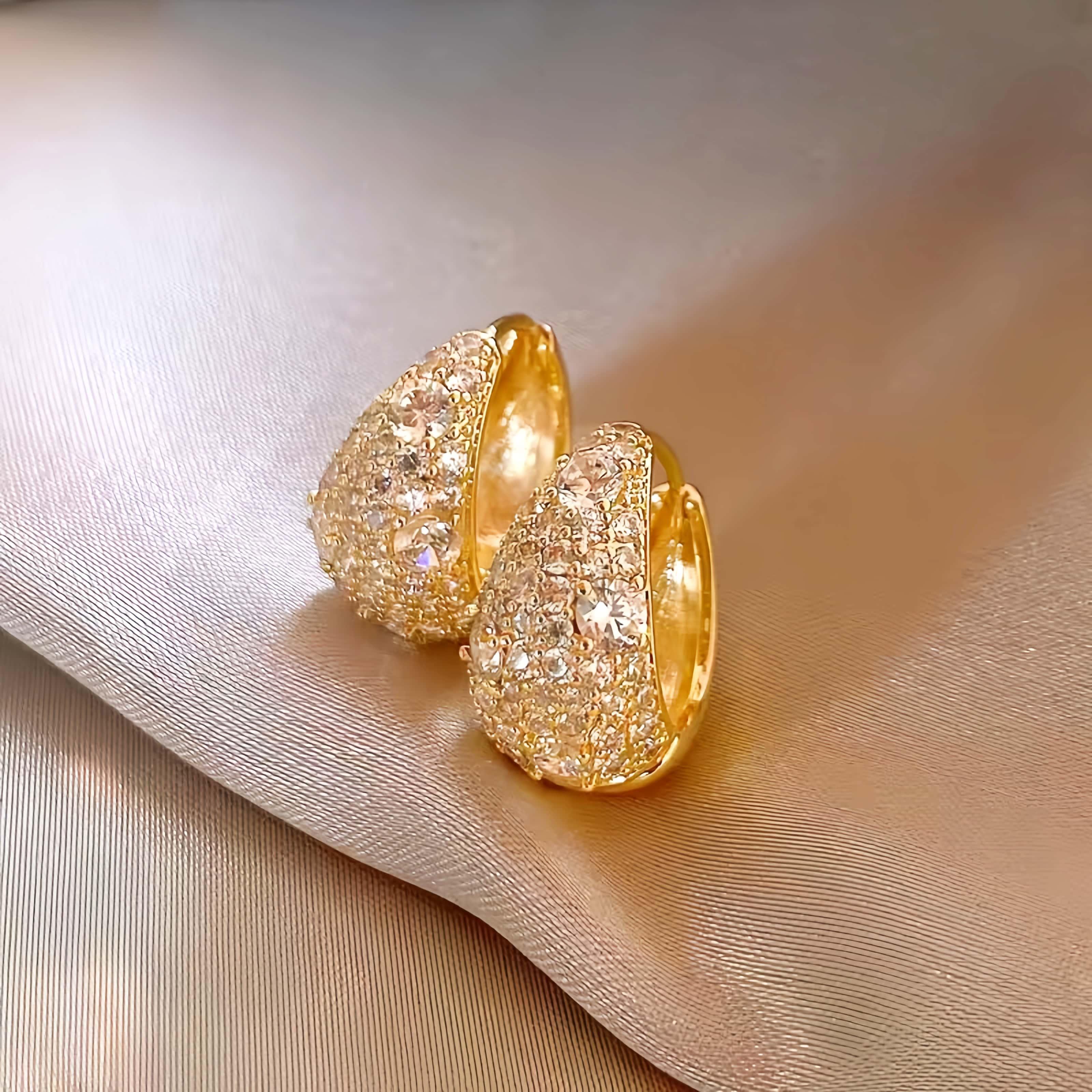 Women's Geometric 18K Plated Copper Hoop Earrings with Zirconia