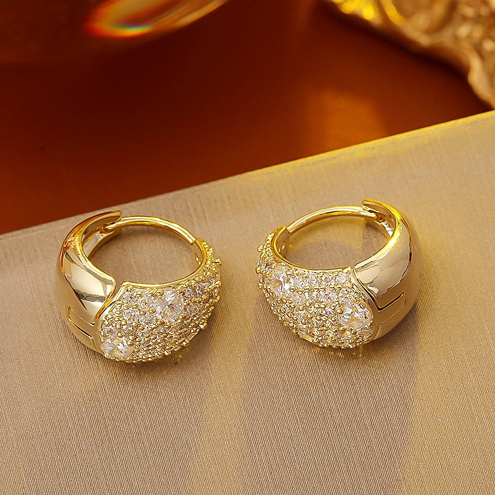 Women's Geometric 18K Plated Copper Hoop Earrings with Zirconia