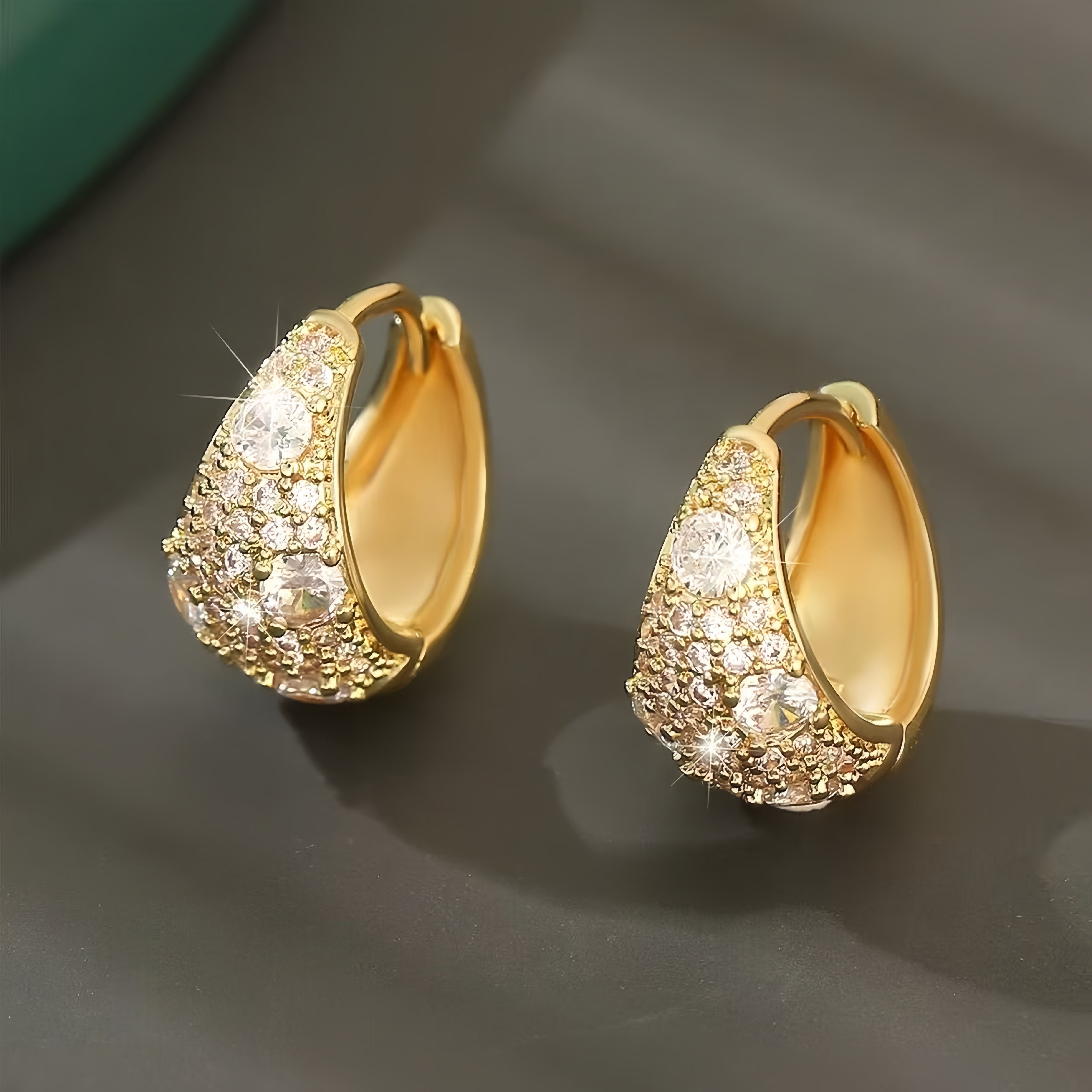 Women's Geometric 18K Plated Copper Hoop Earrings with Zirconia