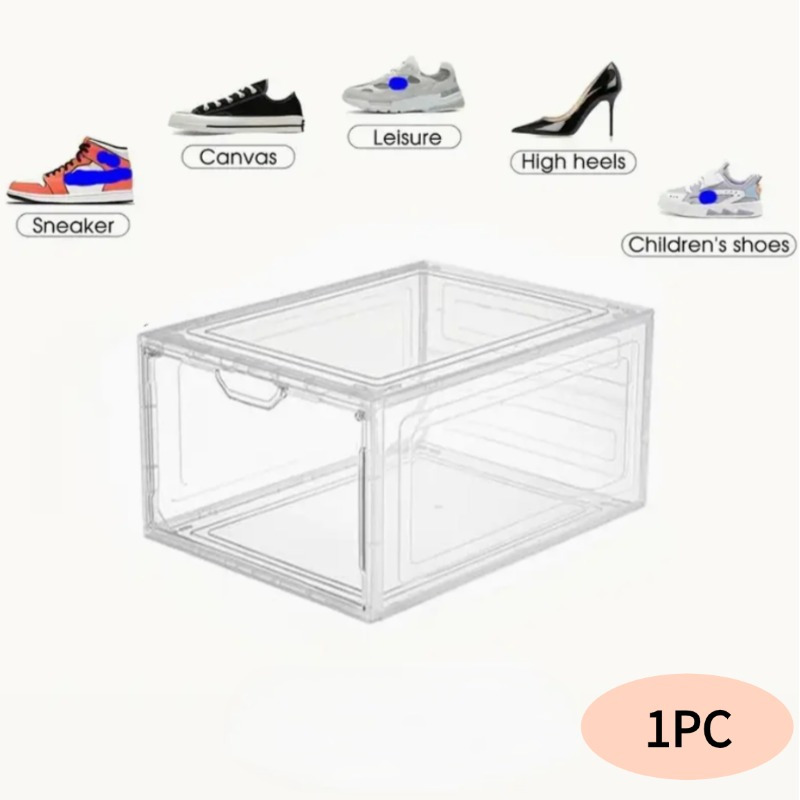 TEMU Boîte à chaussures transparente à 1/6 couches, épaissie, pliable, organisateur de baskets, empilable, anti-poussière, étagère de placard pour