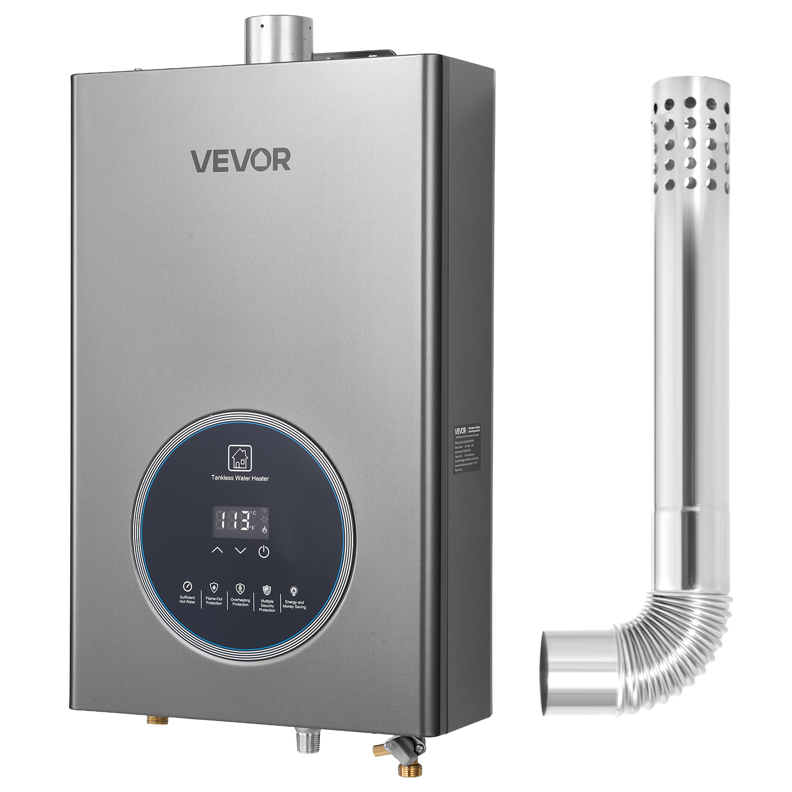 TEMU Chauffe-eau réservoir VEVOR au propane 4,3 gal 100000 BTU contrôle intelligent de température LED