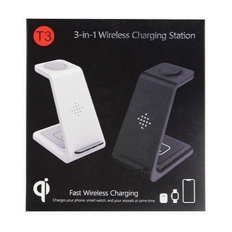 Station de charge sans fil Qi 3-en-1 rapide et compatible avec iPhone 13/12/11 Pro Max/XR/XS Max/XS/X, iWatch 7/SE/6/5/4/3/2, AirPods Pro/2 - Noir