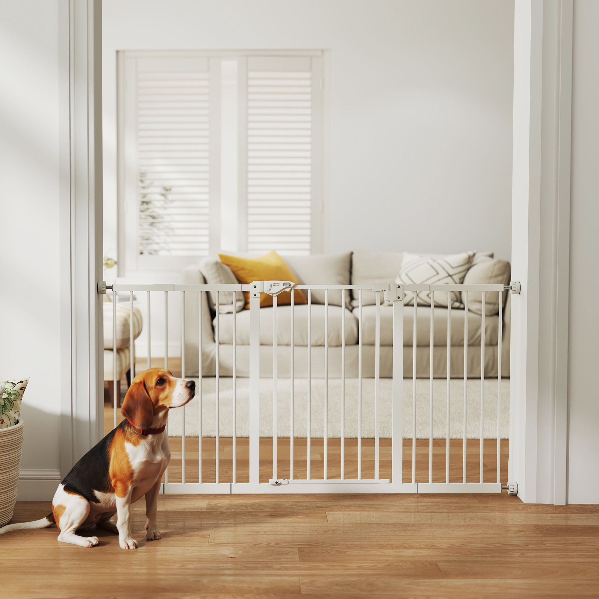 TEMU Pawhut Pet Gate With Door Dog Gate And Barrier Indoor For Stairs Includes 7", 8", 12" Extensions Kit, 30 Inch Tall Pressure-mounted Safety Gate