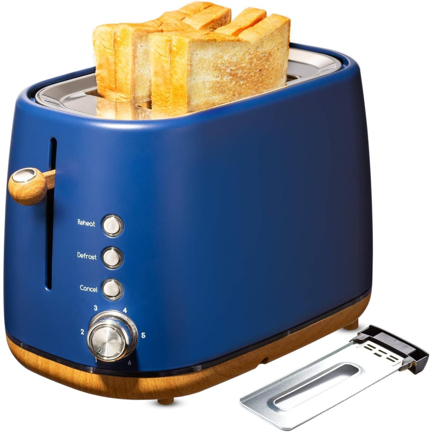 TEMU 2- Toaster With Extra-wide 3.8cm Slots, 6 Browning Levels, Cancel & Functions, Removable Crumb Tray, Compact Stainless Steel Bread Toaster For ,