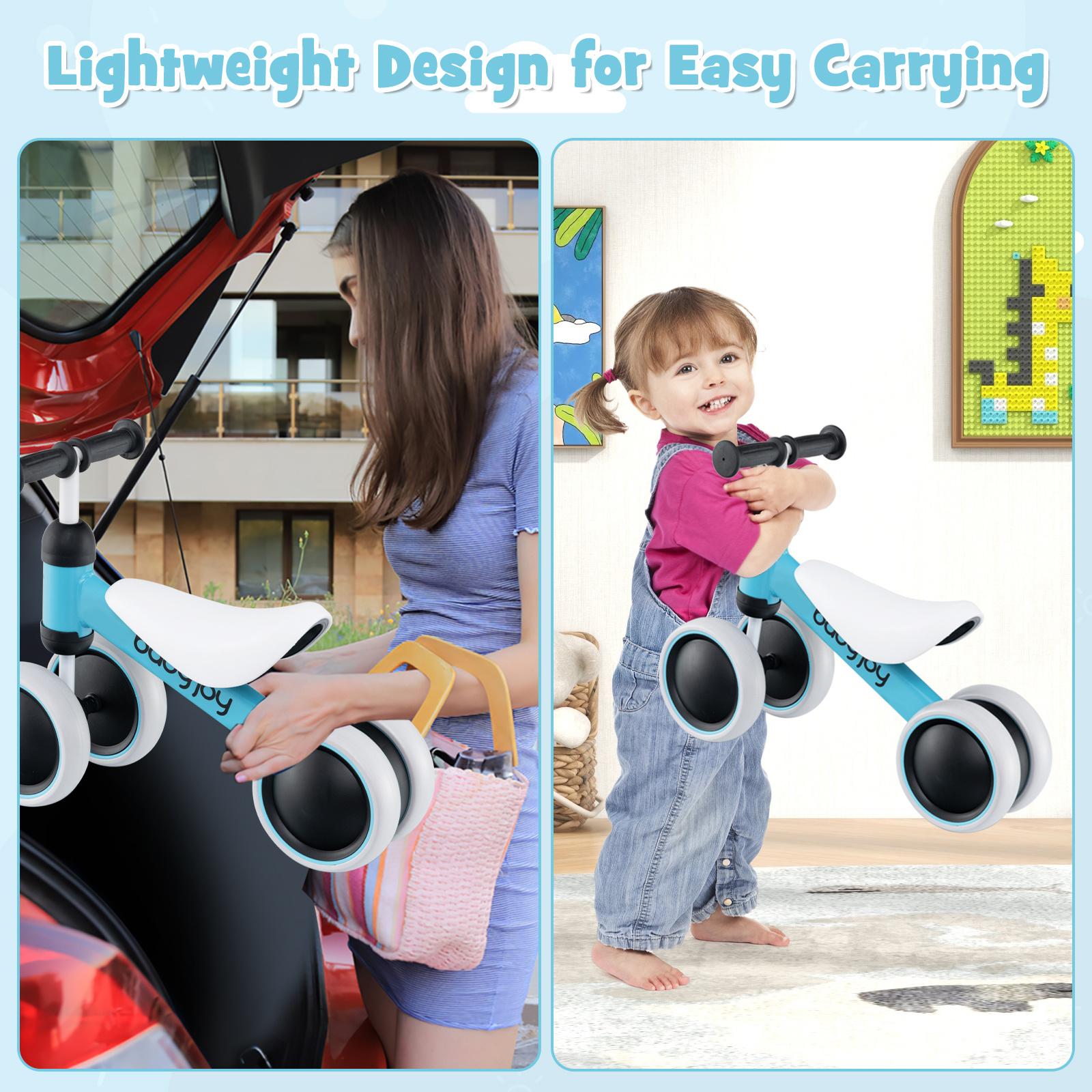 TEMU COSTWAY Draisienne pour bébé, Vélo à 4 roues pédales pour nourrissons avec antidérapant et selle rembourrée, Jouet d'équitation pour tout-petits