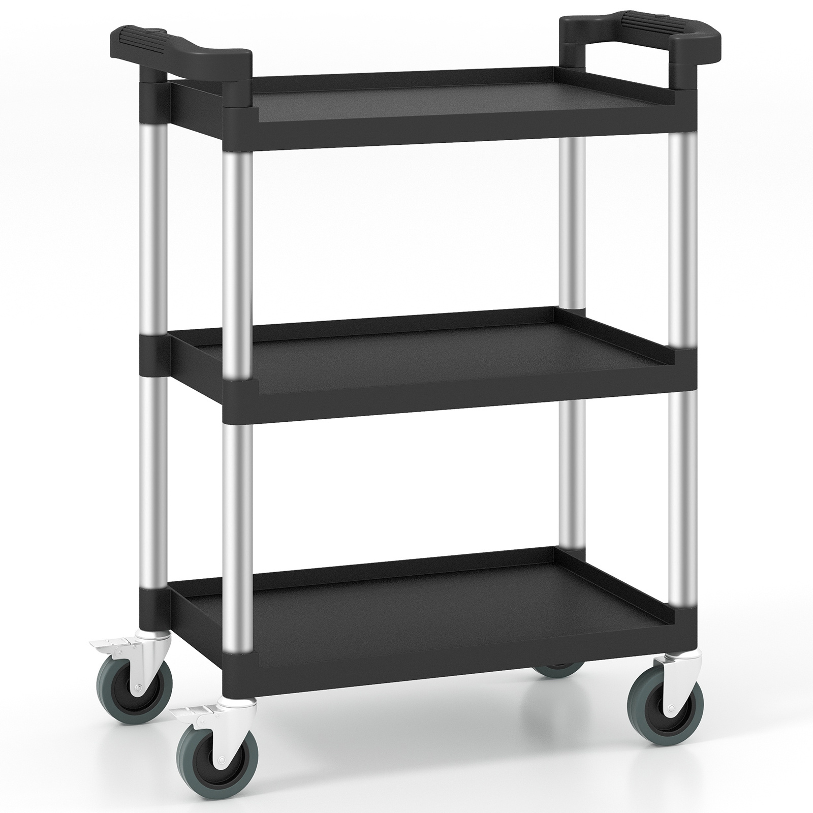 TEMU COSTWAY Chariot Roulant Métallique à 3 Roues, Capacité de 330 LBS, Chariot à Outils Robuste avec Roues Universelles Verrouillables, 2 Poignées,