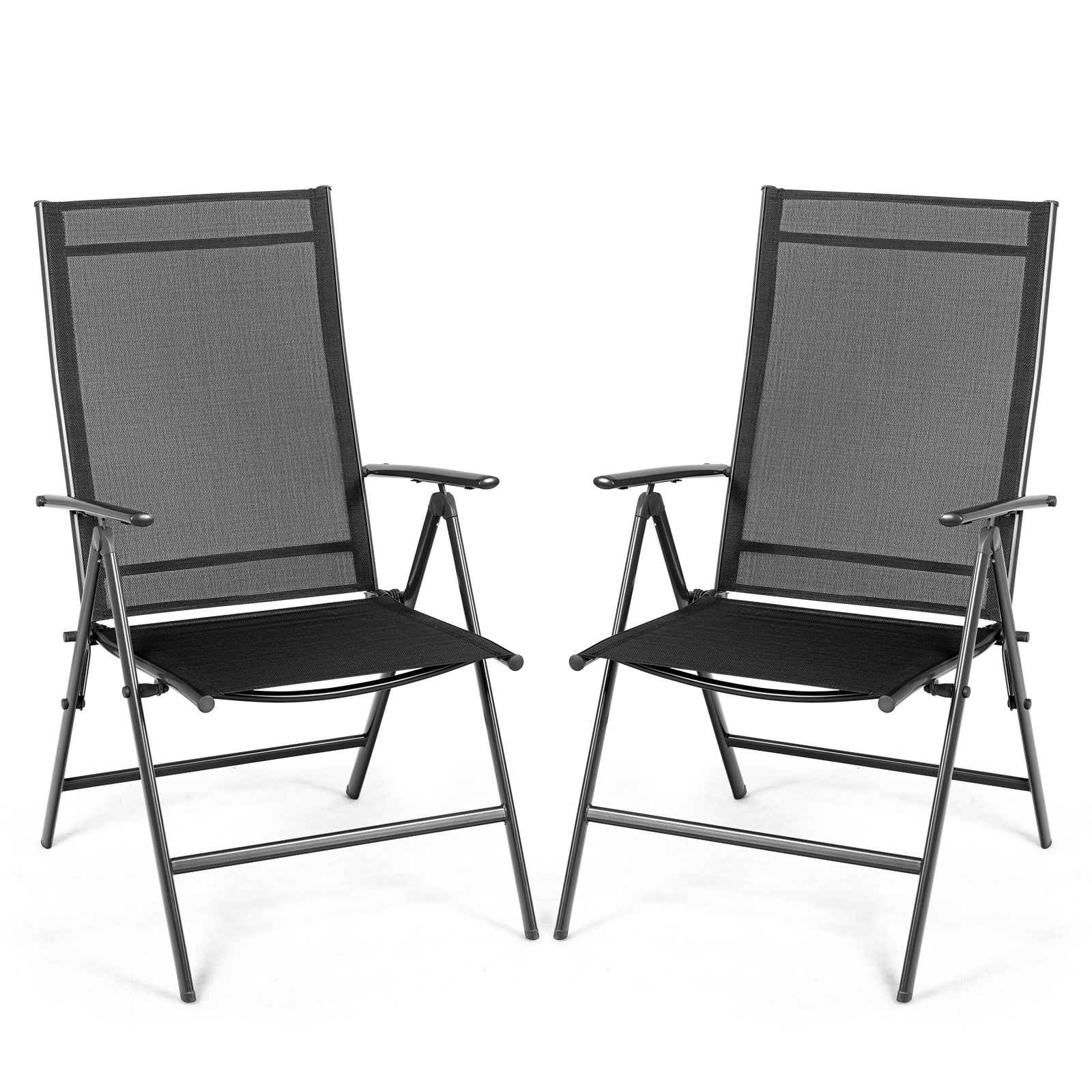 TEMU GIANTEX Ensemble de 2 chaises de patio pliables, chaises de camping portables d'extérieur avec accoudoir et haut, chaises longues pliantes pour