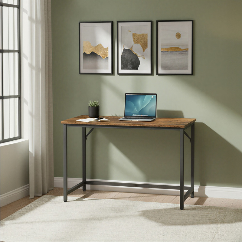 TEMU Bureau d'ordinateur, Bureau de travail, 100 x 50 x 76 cm, pour étude, chambre, bureau à domicile, salon, marron rustique et noir encre