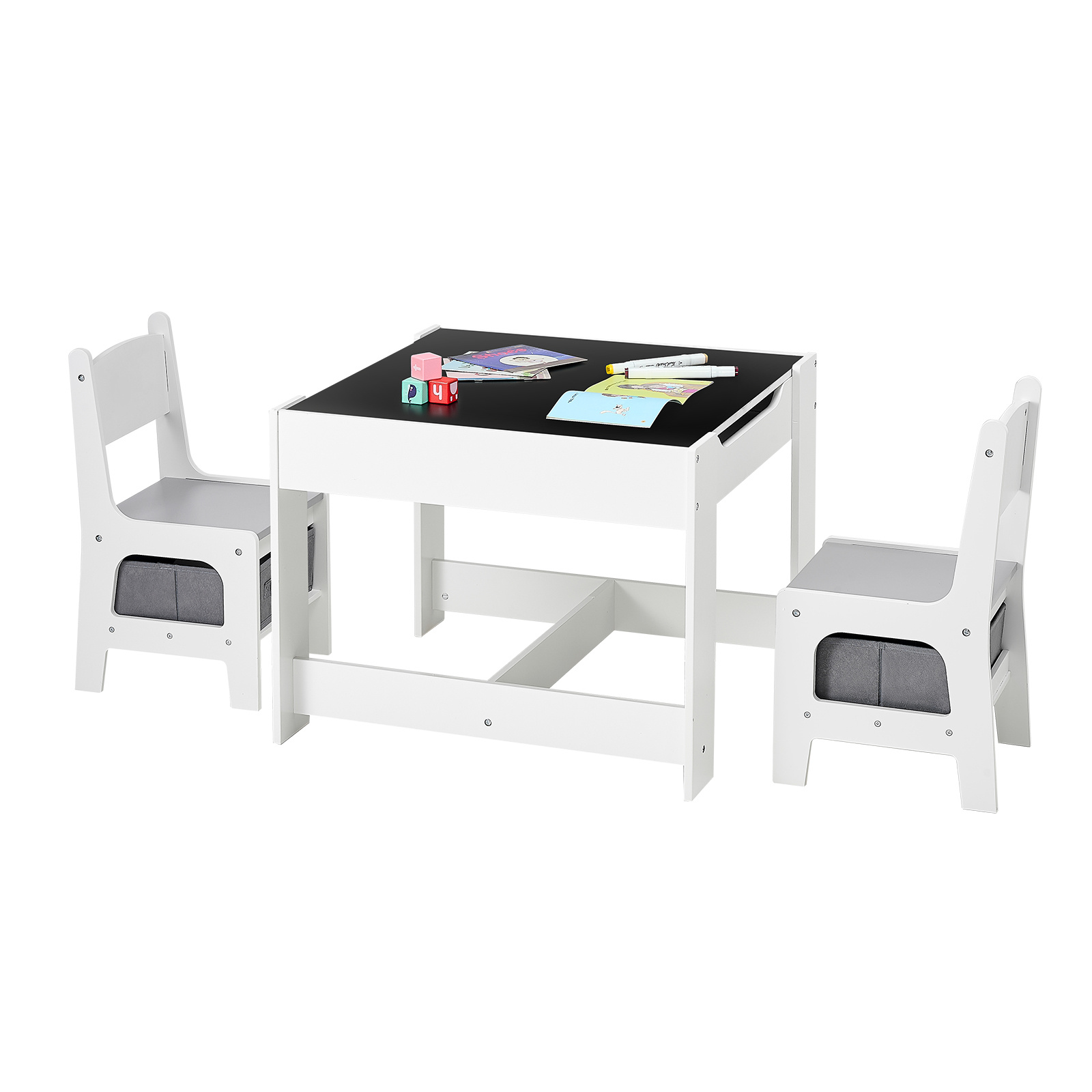 TEMU VEVOR Ensemble Table et 2 Chaises pour Enfants, Table et Chaises pour Tout-Petits avec Espace de Rangement sous la Table, Boîte de Rangement en