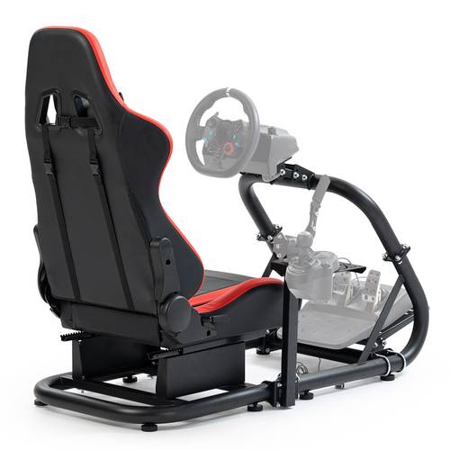 g29 racing simulator cockpit with seat compatible with logitech pc g25 g27 t300rs ultra sturdy alloy steel steering wheel stand without wheel pedal