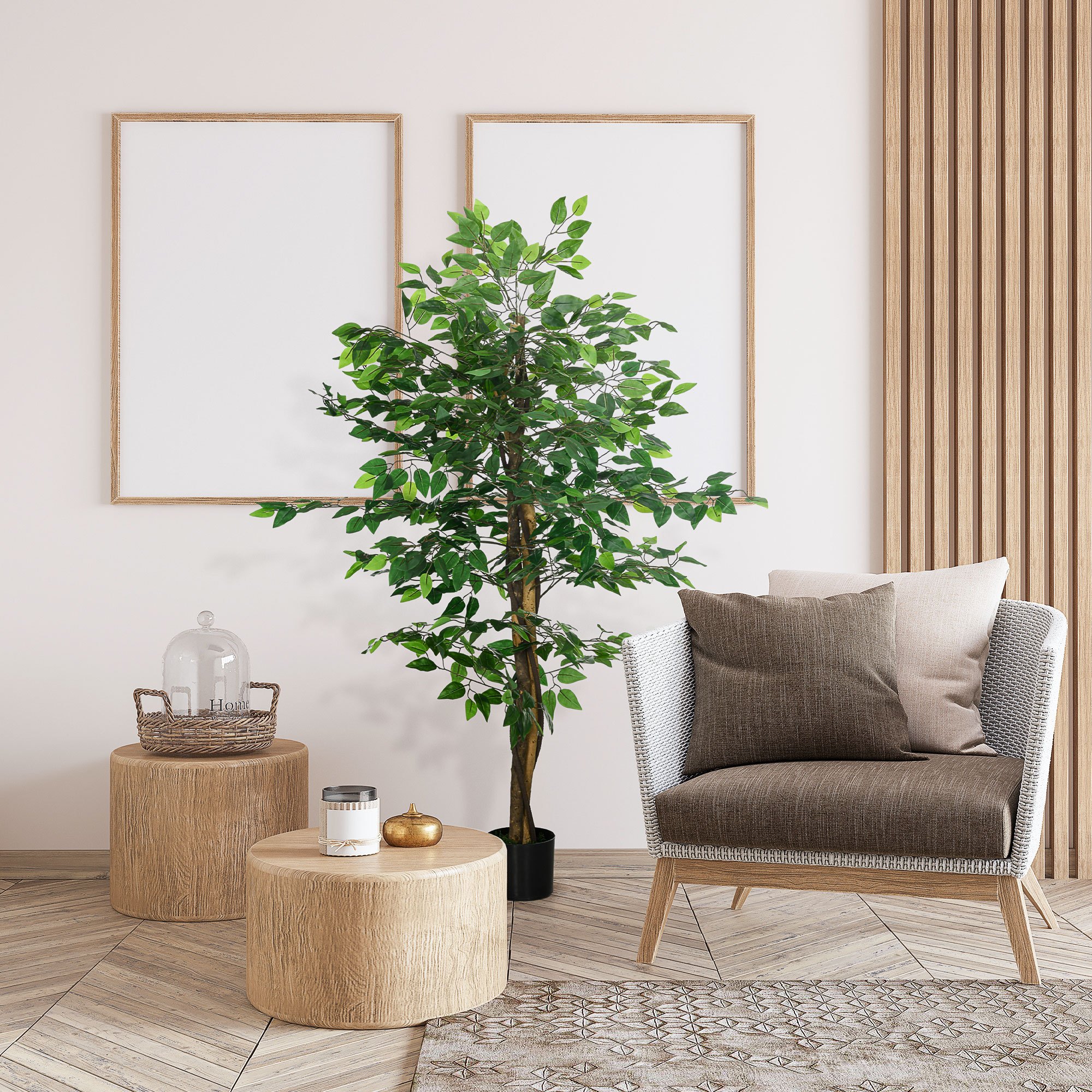 TEMU 5ft Artificial Tree, Tree With 882 Leaves In Pot, Decorative Fake Plant For Home, Office, And Living Room, Green