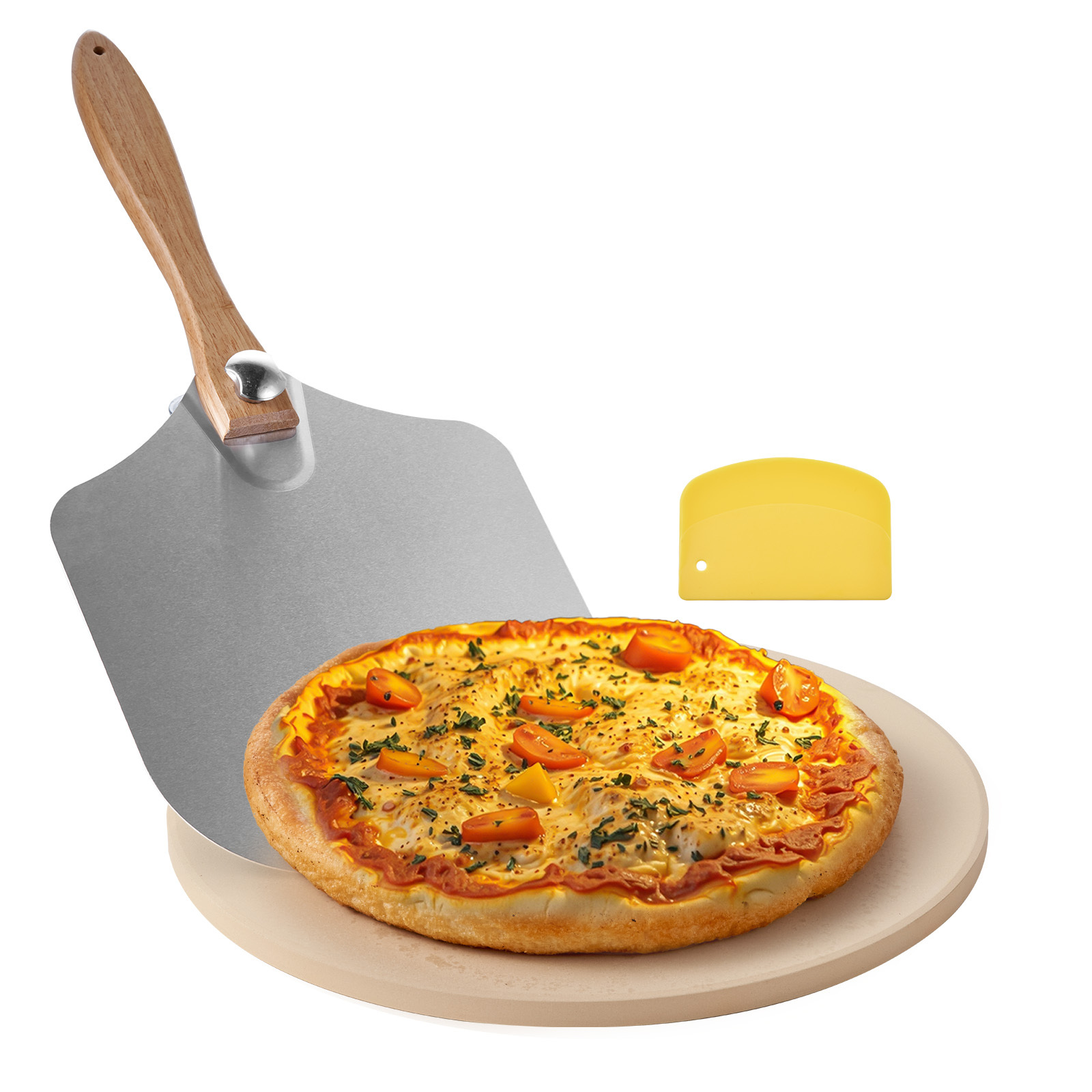 TEMU à Pizza VEVOR, 15 Pouces Ronde en Cordiérite, à Pâtisserie Extra-Large avec Pelle en Aluminium, 0,67 Pouces d'Épaisseur Résistante à la Chaleur,