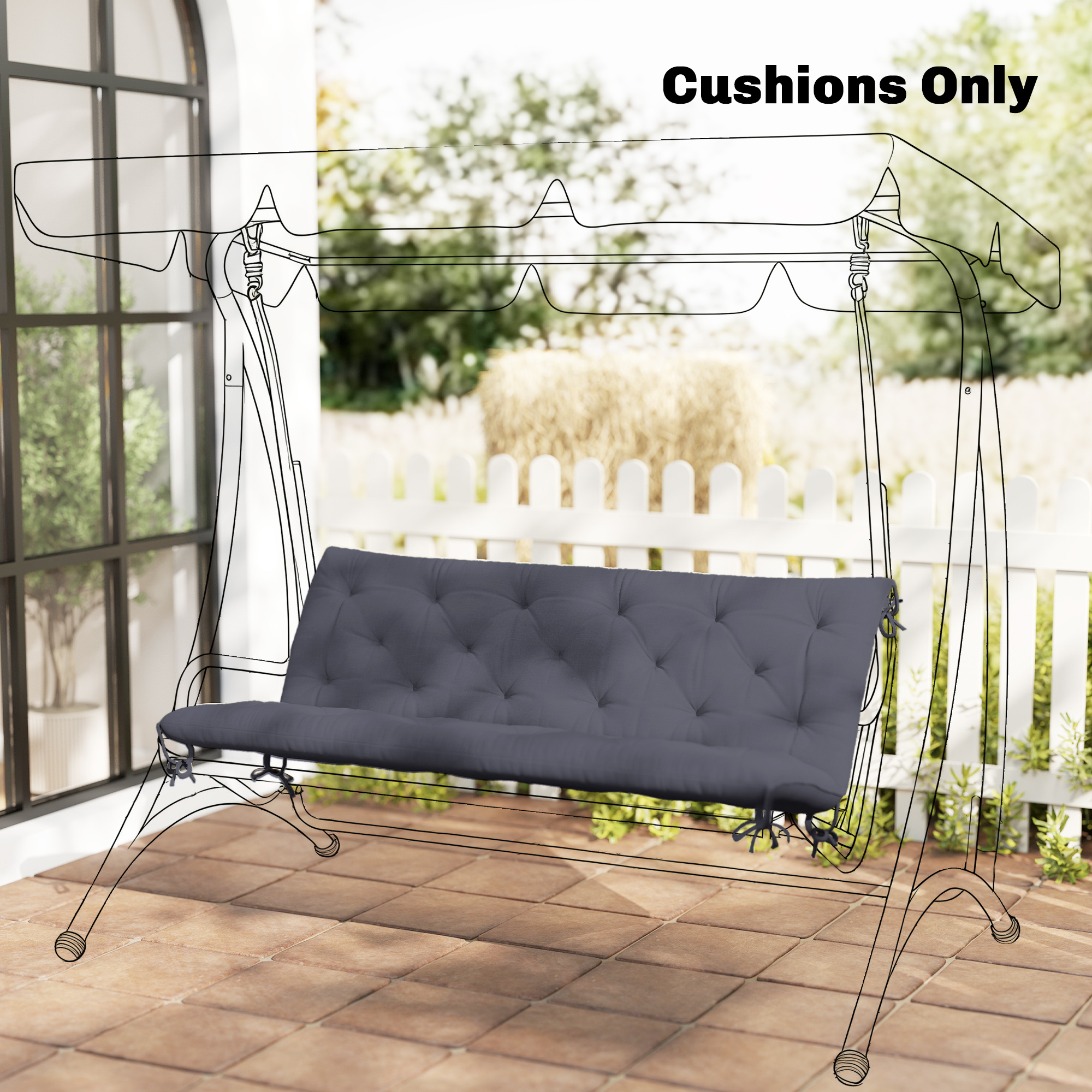 TEMU Coussin pour balancelle de porche et banc de jardin avec , gris foncé