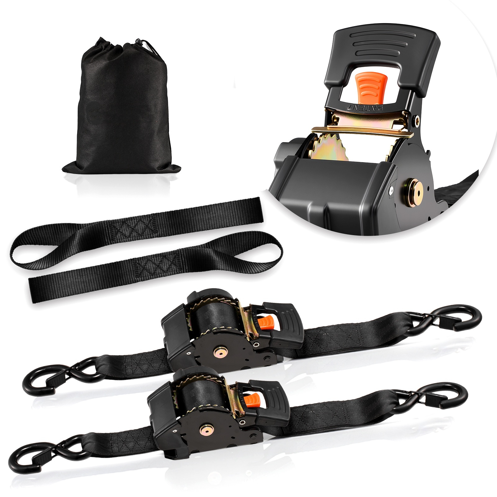 TEMU Vevor Retractable Ratchet Straps, 2 10 Ft, Tie Down Straps With S Hooks, 3033 Lbs Break Strength, 2 Soft Loops, Tie Down Ratcheting For Moving,