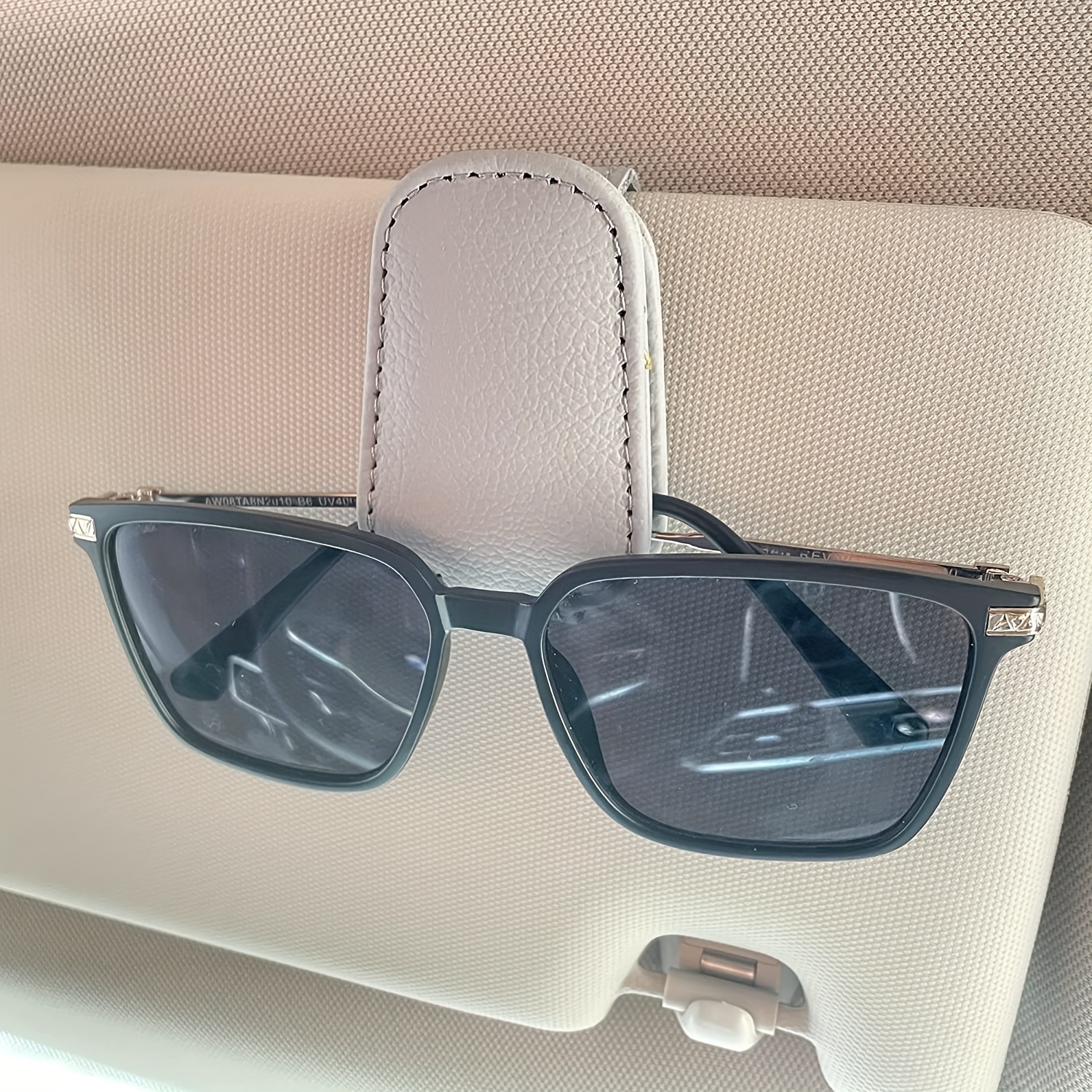 TEMU Magnetic Sunglasses Holder For Car Sun Visor - Universal Car Interior Accessory With Clip-on Design, Perfect For Storing Sunglasses, Tickets &