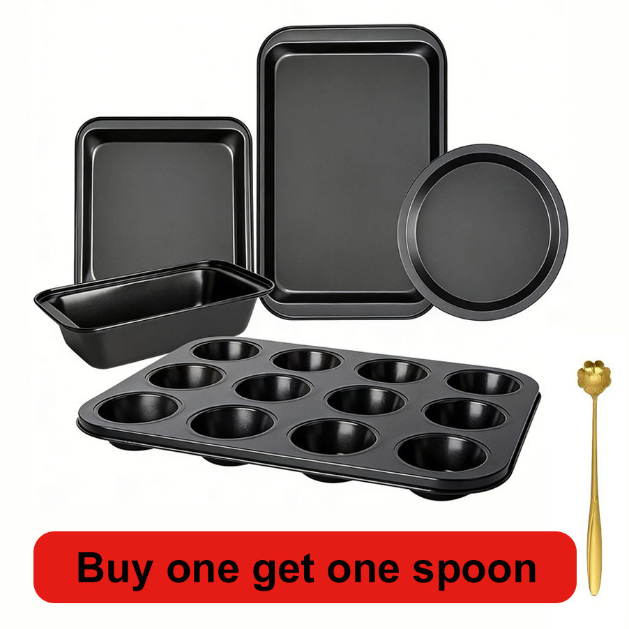 TEMU 6pcs Baking Pan Set, Including Cake, Bread Pans, Suitable For Oven Use, Kitchen Cookware And Baking Supplies, Suitable For Christmas, Suitable