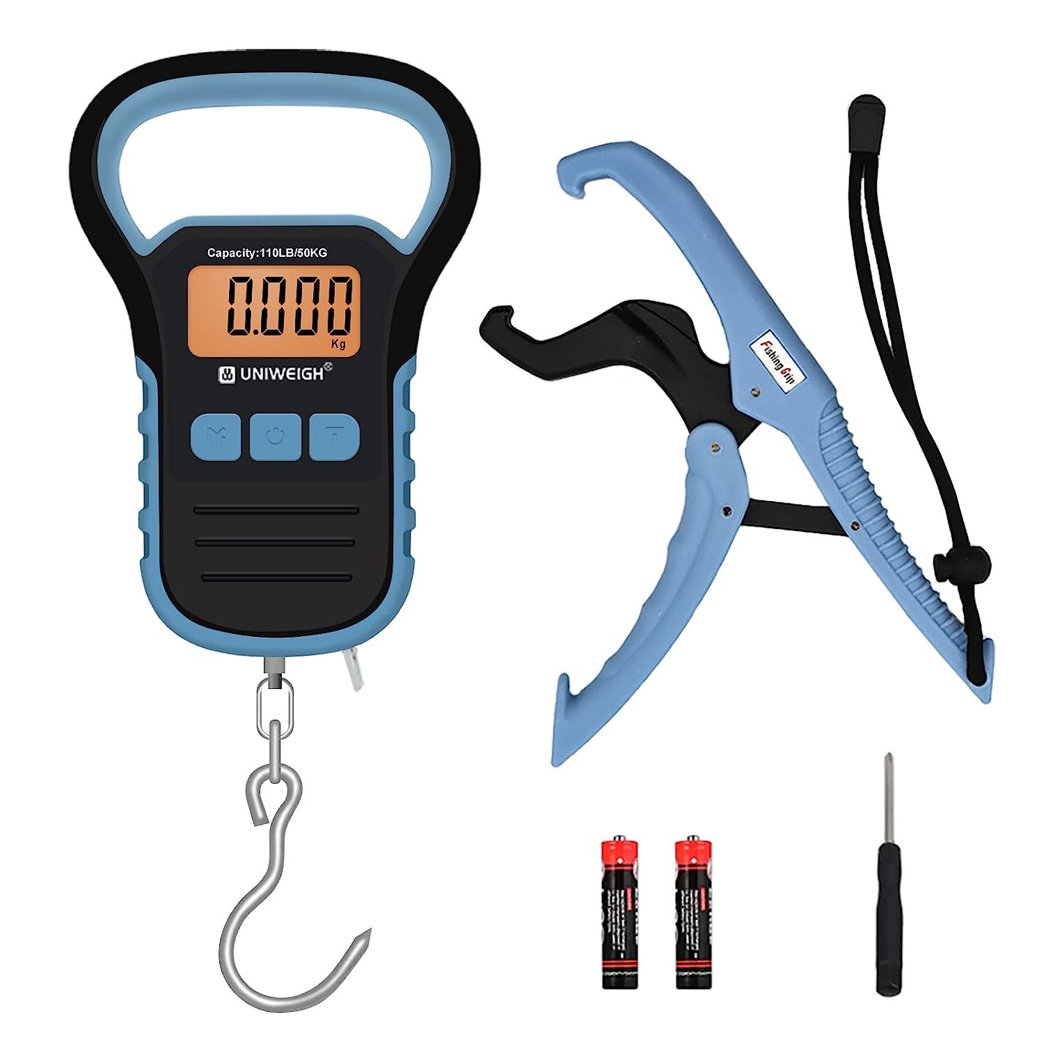 TEMU Digital Fish Scale Luggage Scale With Fish Lip Gripper, Backlight Lcd Display 110lb/50kg Electronic Fishing Postal Hanging Hook Luggage Scale 2