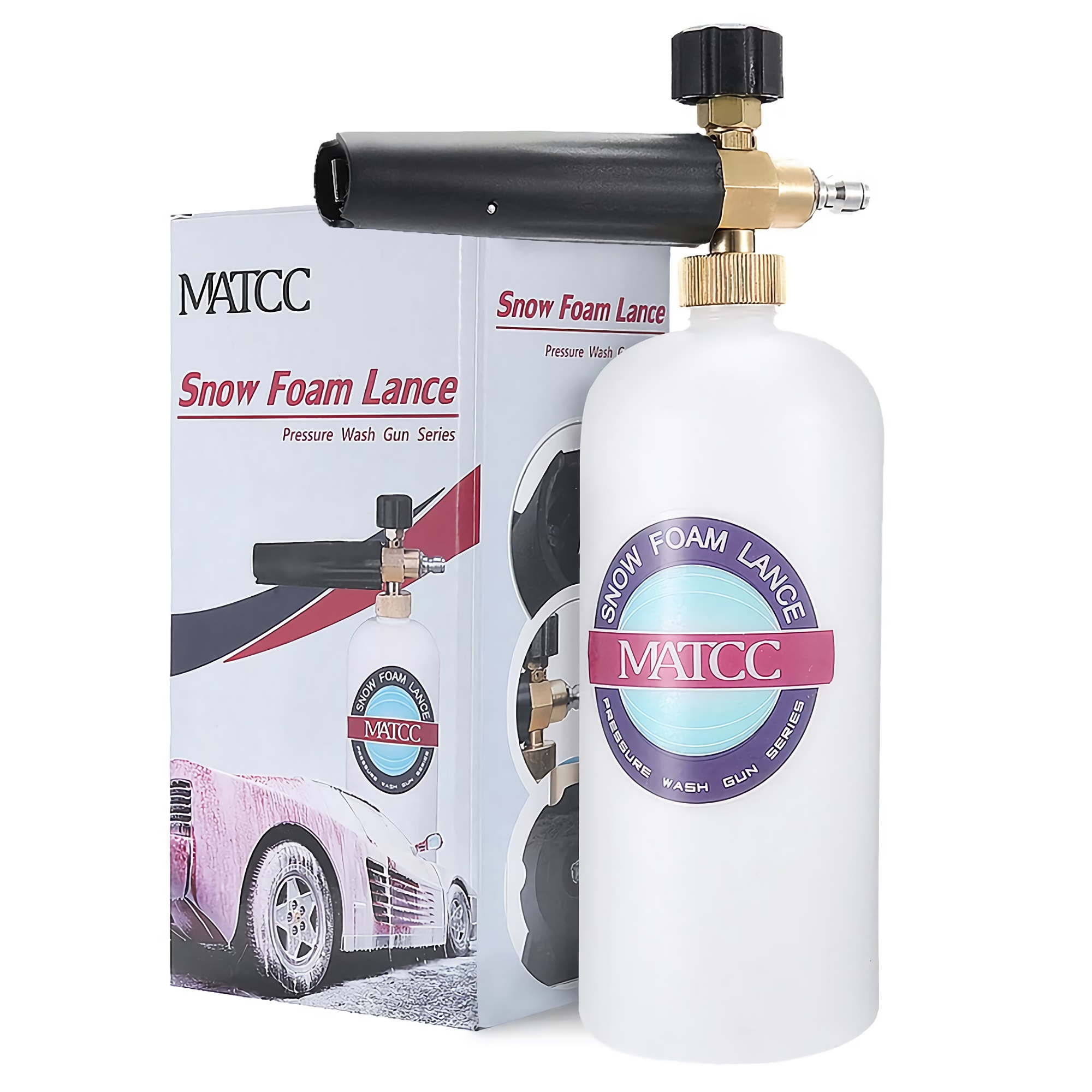 TEMU Snow Foam Cannon Adjustable Pressure Washer Foam Wash Gun 1l Bottle Car Wash Gun Snow Foam Lance With 1/4" Quick Connector