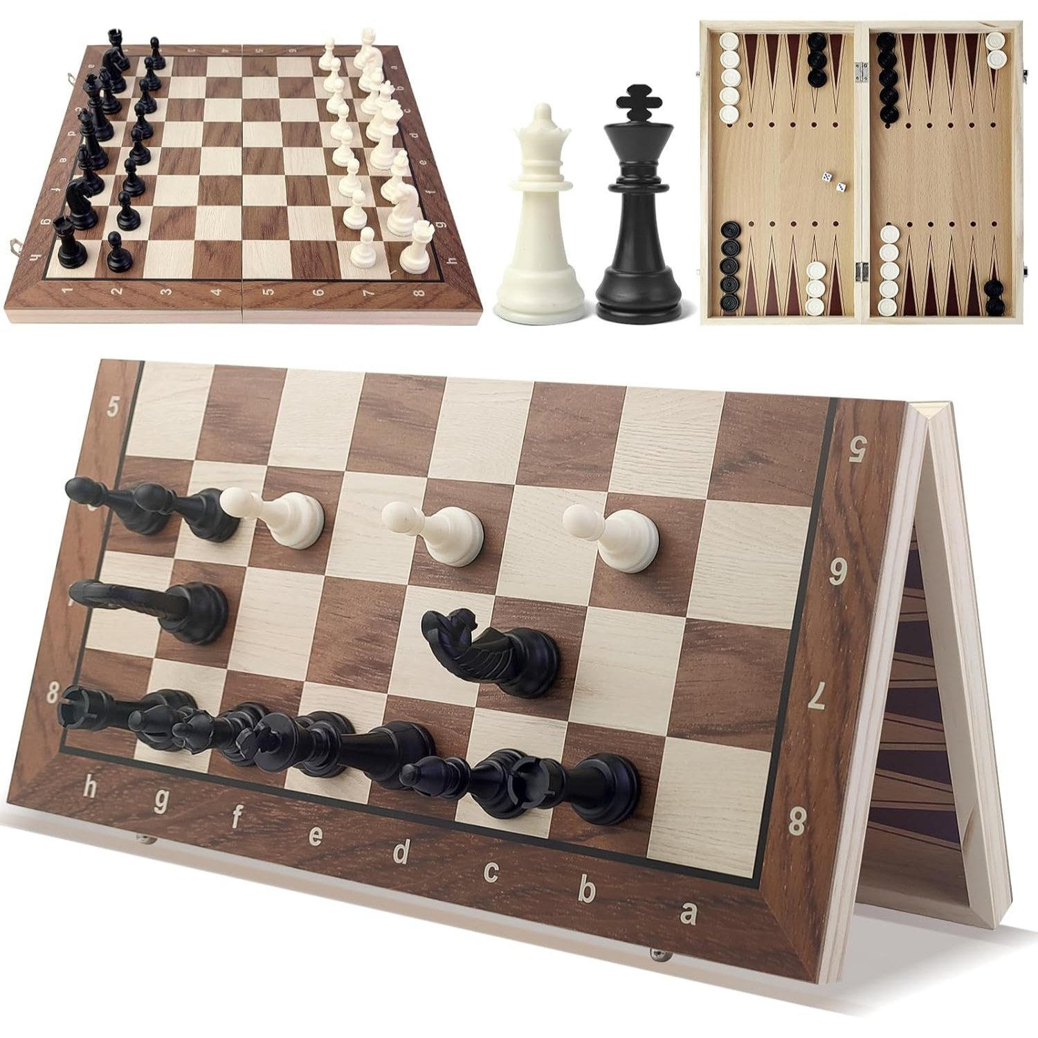 TEMU 3 In 1 Magnetic Chess 15'' Chess And Checkers Set
