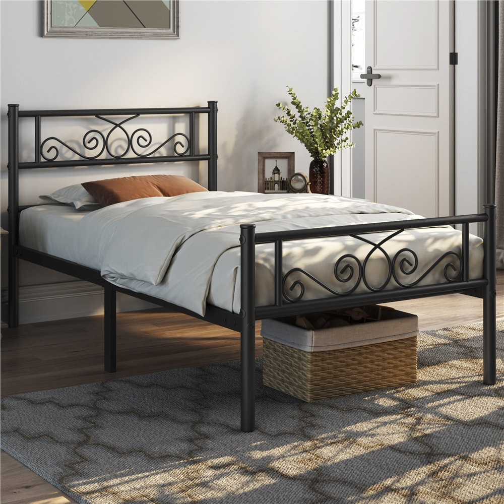 TEMU Chambre à coucher, lit en métal, lit à plateforme en métal, lit à cadre en métal, base de lit en fer, lit à cadre en métal avec motif , lit à