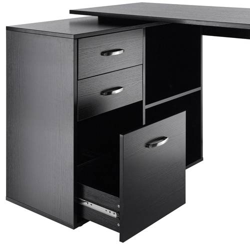 l shaped desk computer with storage shelf drawer pc table home office workstation black