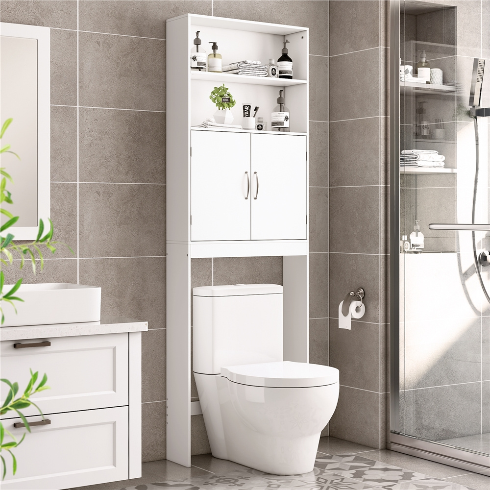 TEMU Design de rangement pour toilettes, support de rangement pour toilettes et , rangement sur le dessus de la toilette avec portes et 2 étagères