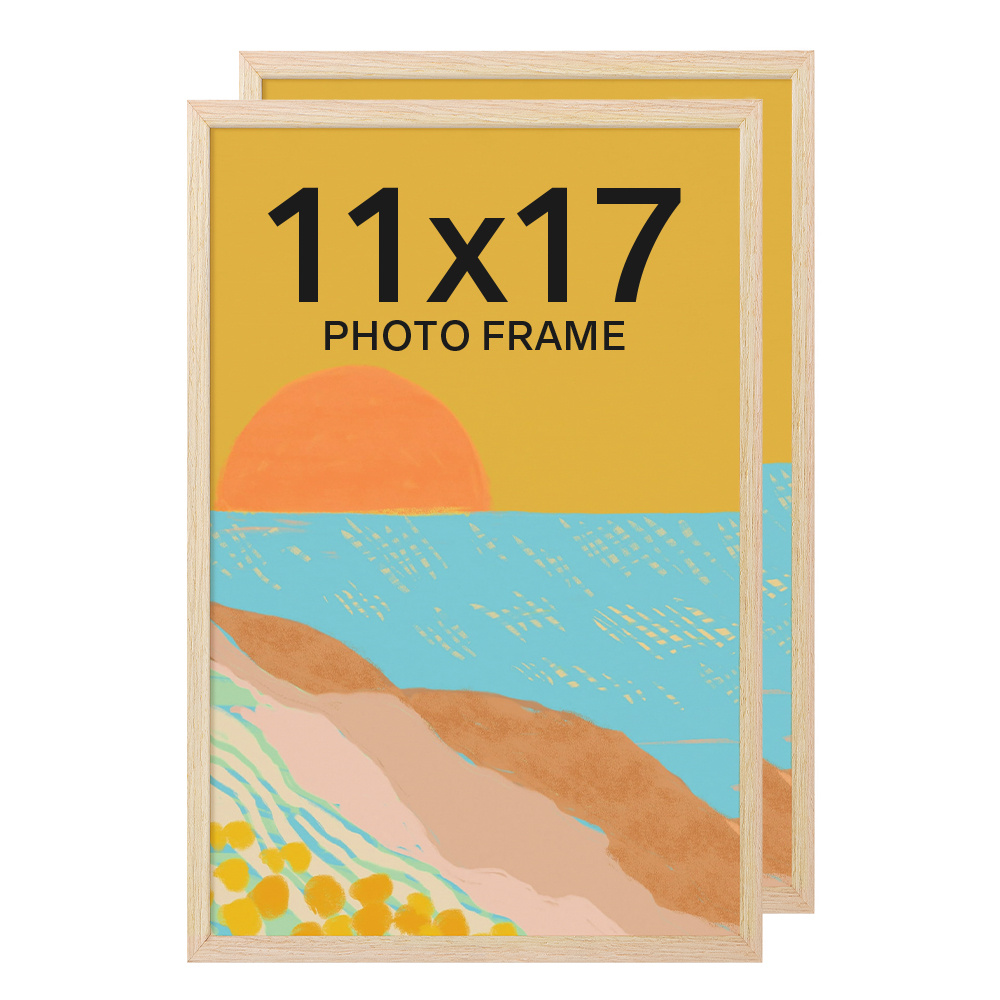 TEMU 2PK, 4Pk, Ensemble de cadres photo 11X17 pouces, Cadres photo, Couleur naturelle, Marron, , Ensemble combiné de cadres photo, Cadres photo pour