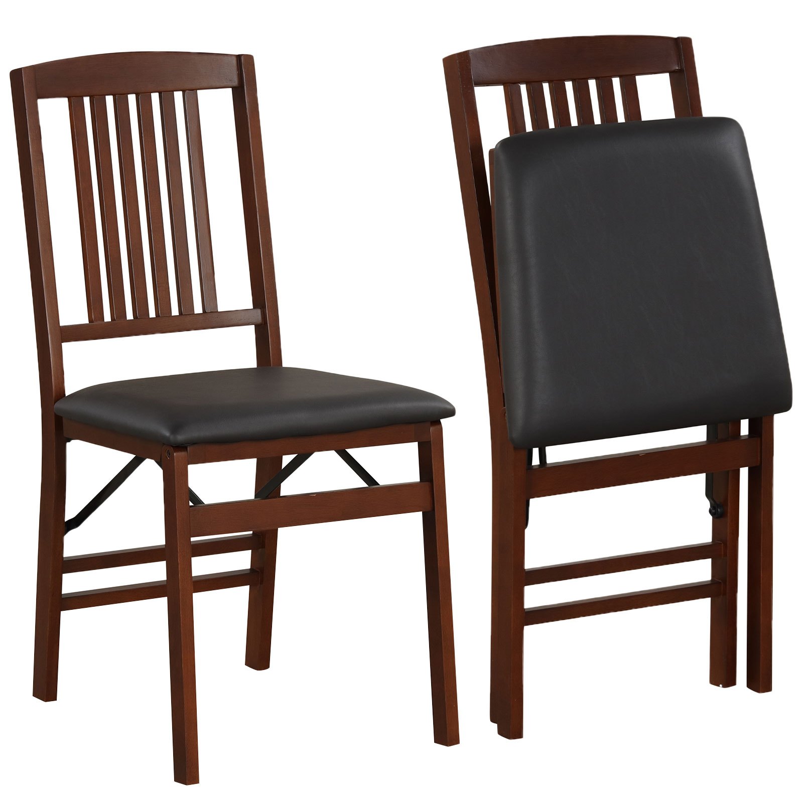 TEMU Ensemble de 2 Chaises Pliantes COSTWAY, Chaises de Cuisine Accoudoirs avec Pieds en Bois de Caoutchouc, Patins Antidérapants, Chaises Modernes