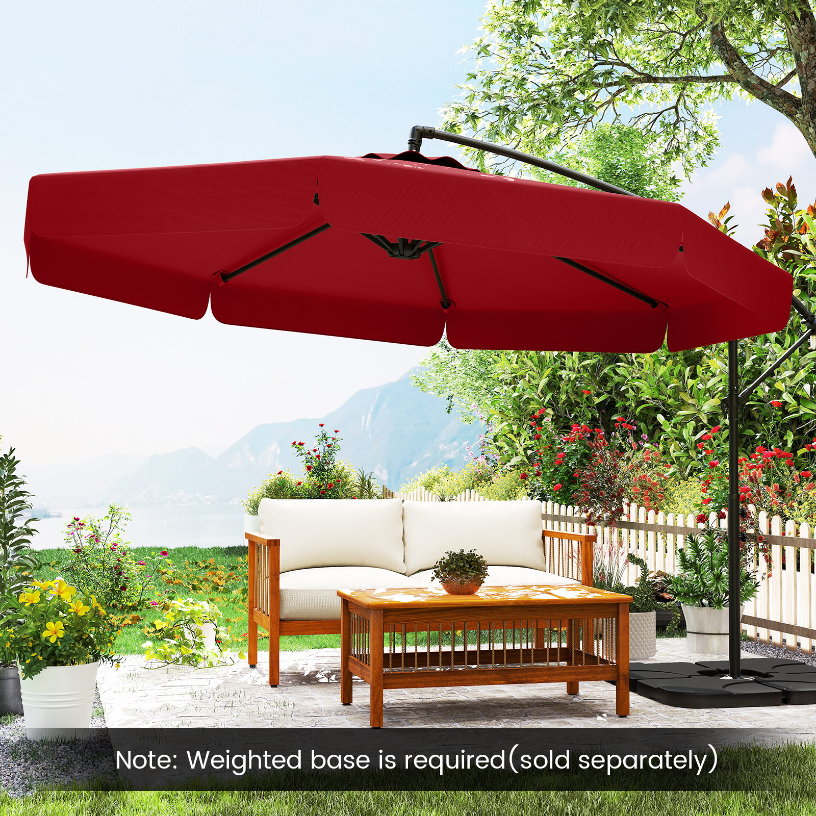 9ft tilting patio umbrella ACEGOSES 9-ft Steel Gray Push-button Tilt Market Patio Umbrella one_size