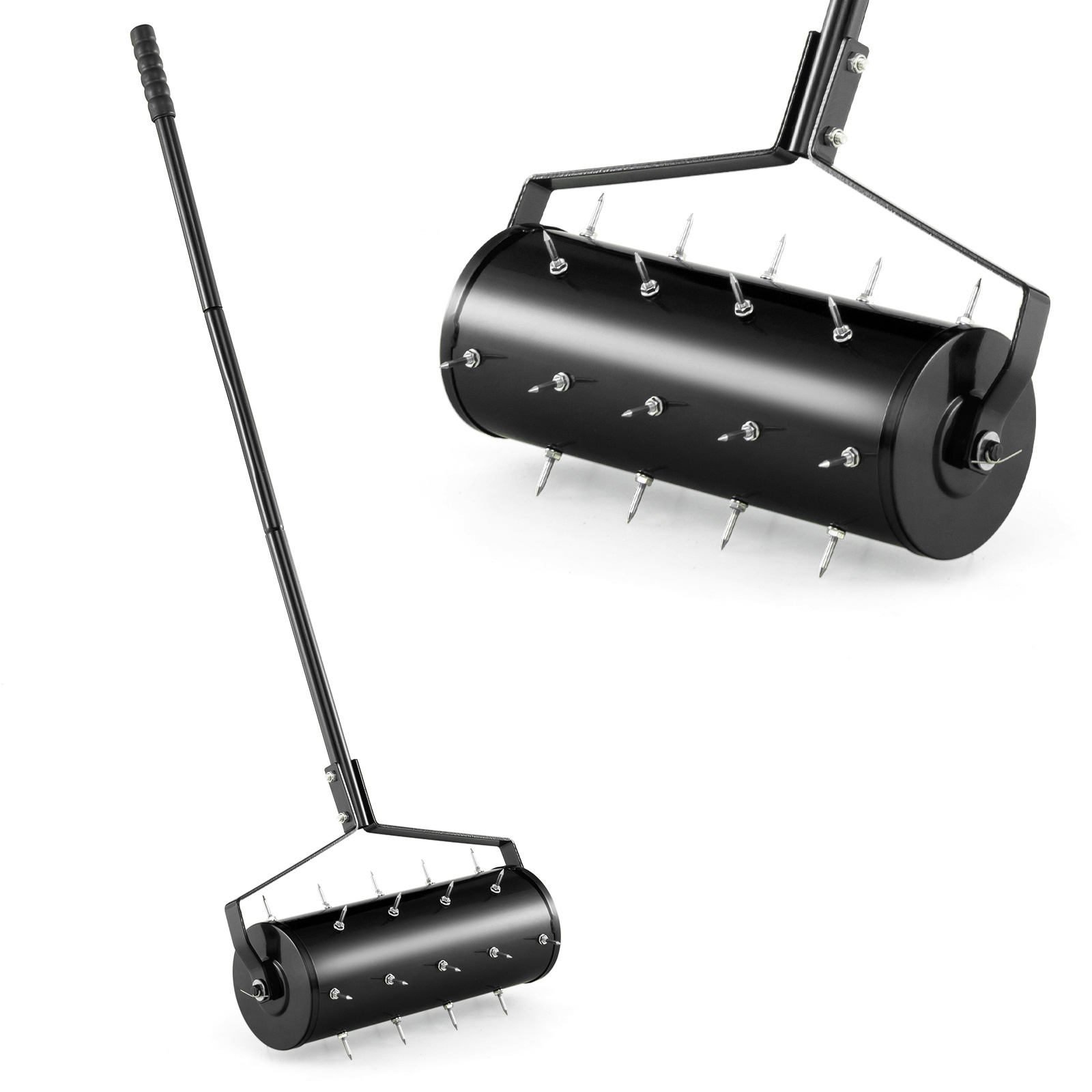 TEMU Costway Rolling Lawn Aerator, 18" Manual Aerator Tool, Fillable With Sand/rocks, Heavy-duty Push Grass Aerator With Handle, Soil Penetration