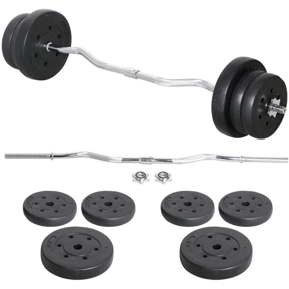 TEMU de Barres de Halterophilie 55 lb, Barre de Curl Détachable avec Plaques et Verrous Étoilés, Kit de Musculation Réglable pour Entraînement de