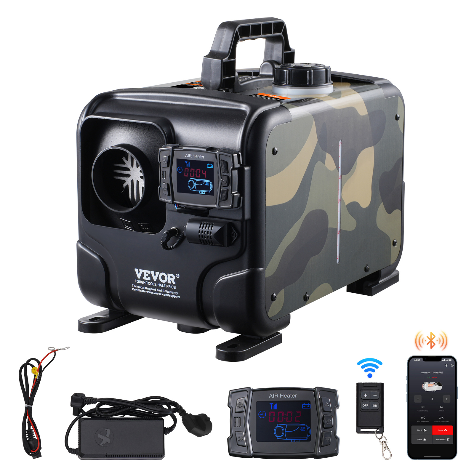 TEMU Chauffage à Air Diesel Chauffage Diesel 12V/24V Contrôle Bluetooth APP pour Véhicules, Style itératif/Style extérieur/Style marque,